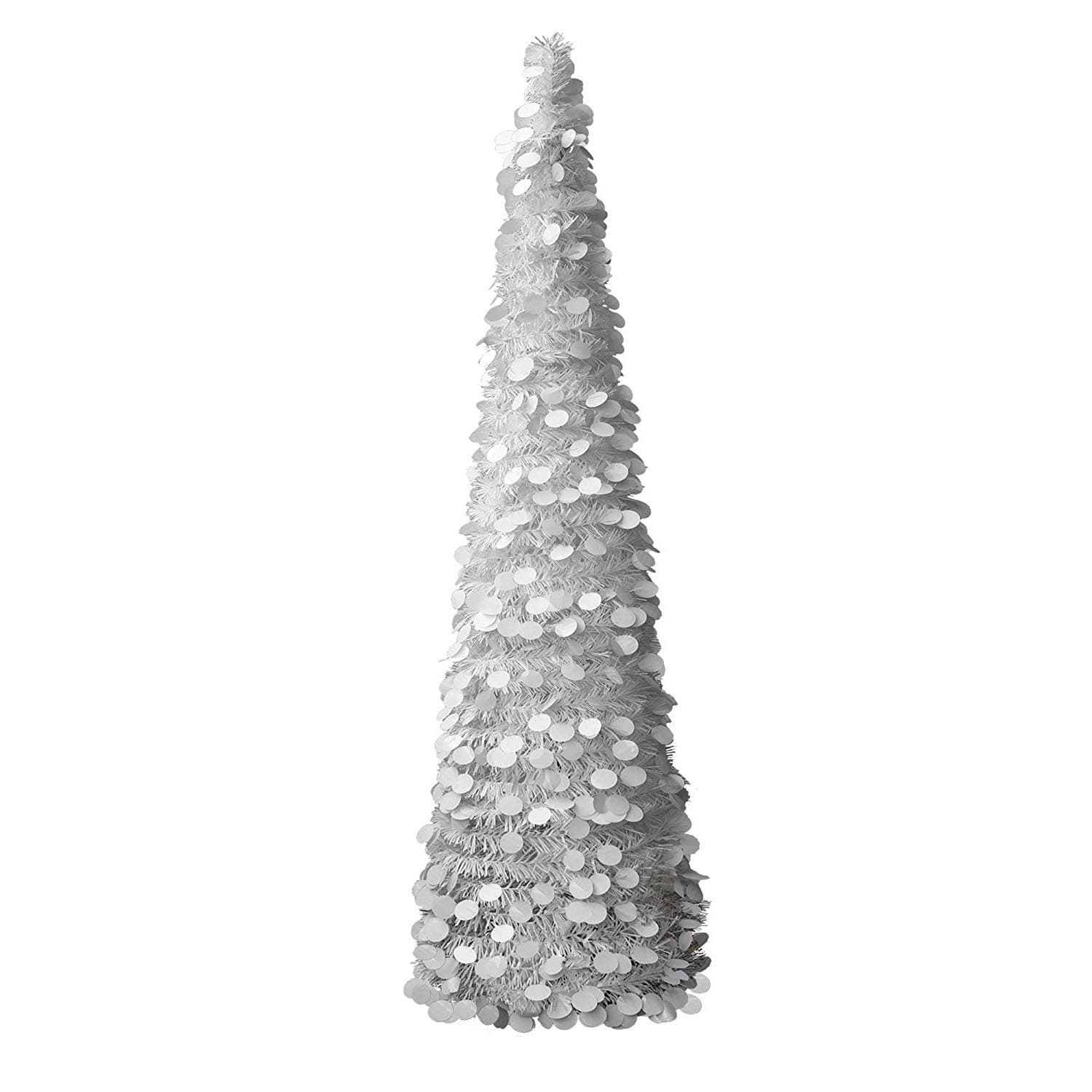 5ft DIY Sequin Christmas Tree Popup Collapsible Tinsel Artificial Christmas Tree w/ Stand Christmas Home Party Decorative Tree Glittering Bling Pop Up Xmas Decoration Tree New Year Wedding Decor
