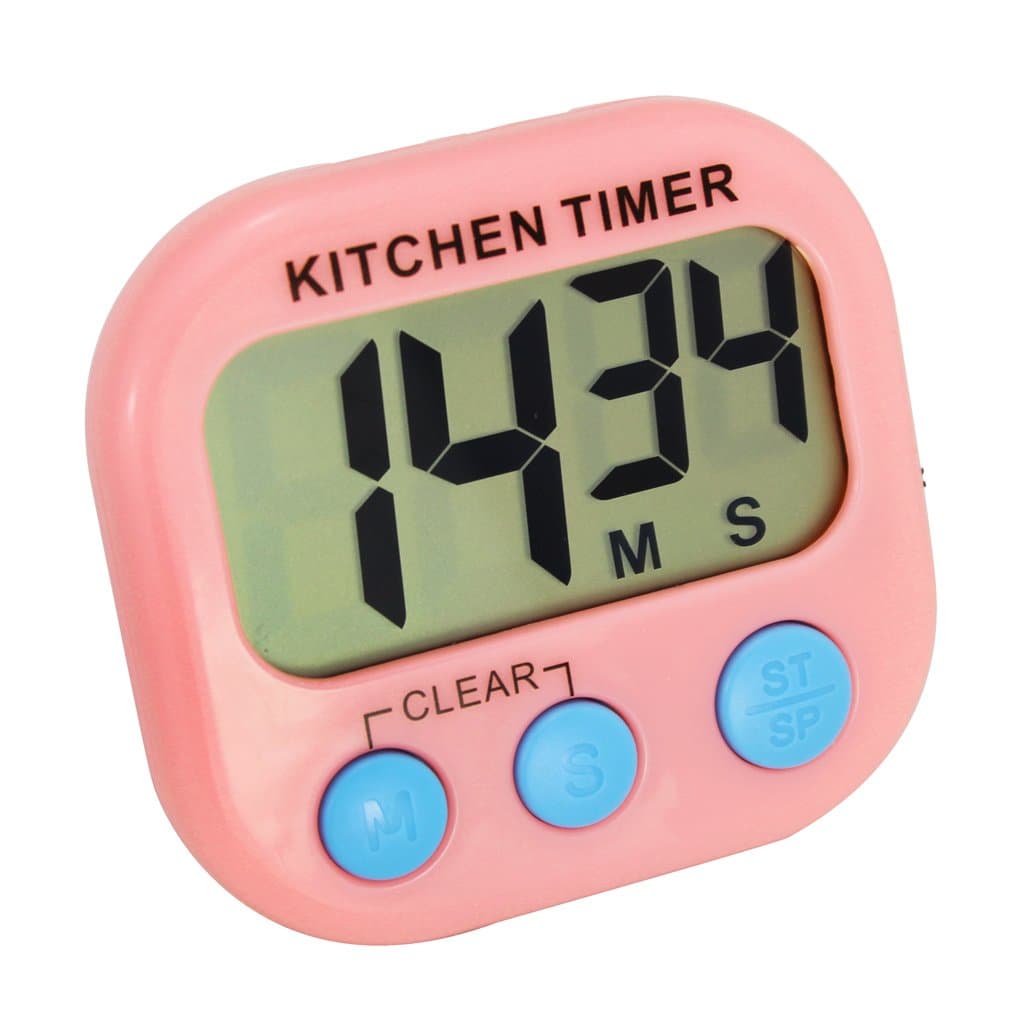 Multi Function Digital Kitchen Timer Large LCD Display (Pink + Blue)
