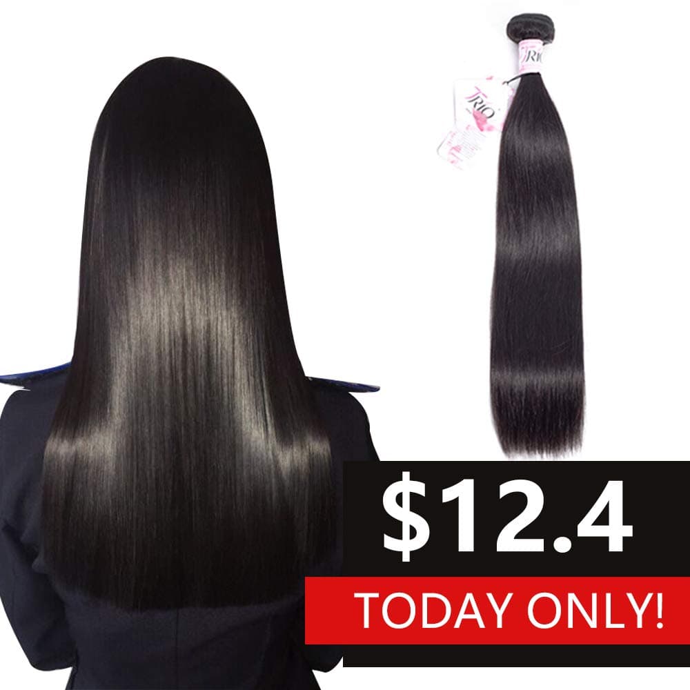 TRIO 8A Brazilian Human Hair Weave Bundles Natural Black 100 Unprocessed Virgin Human Hair Extension For Black Women (8 inch)