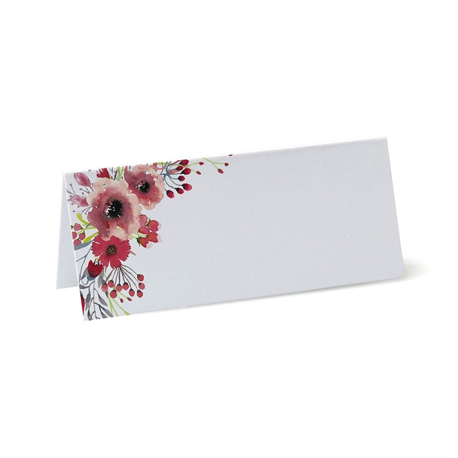 Water Colour Flowers Table Place Name Cards 90mm x 37mm, Plain for Wedding, Conference, Parties (20)