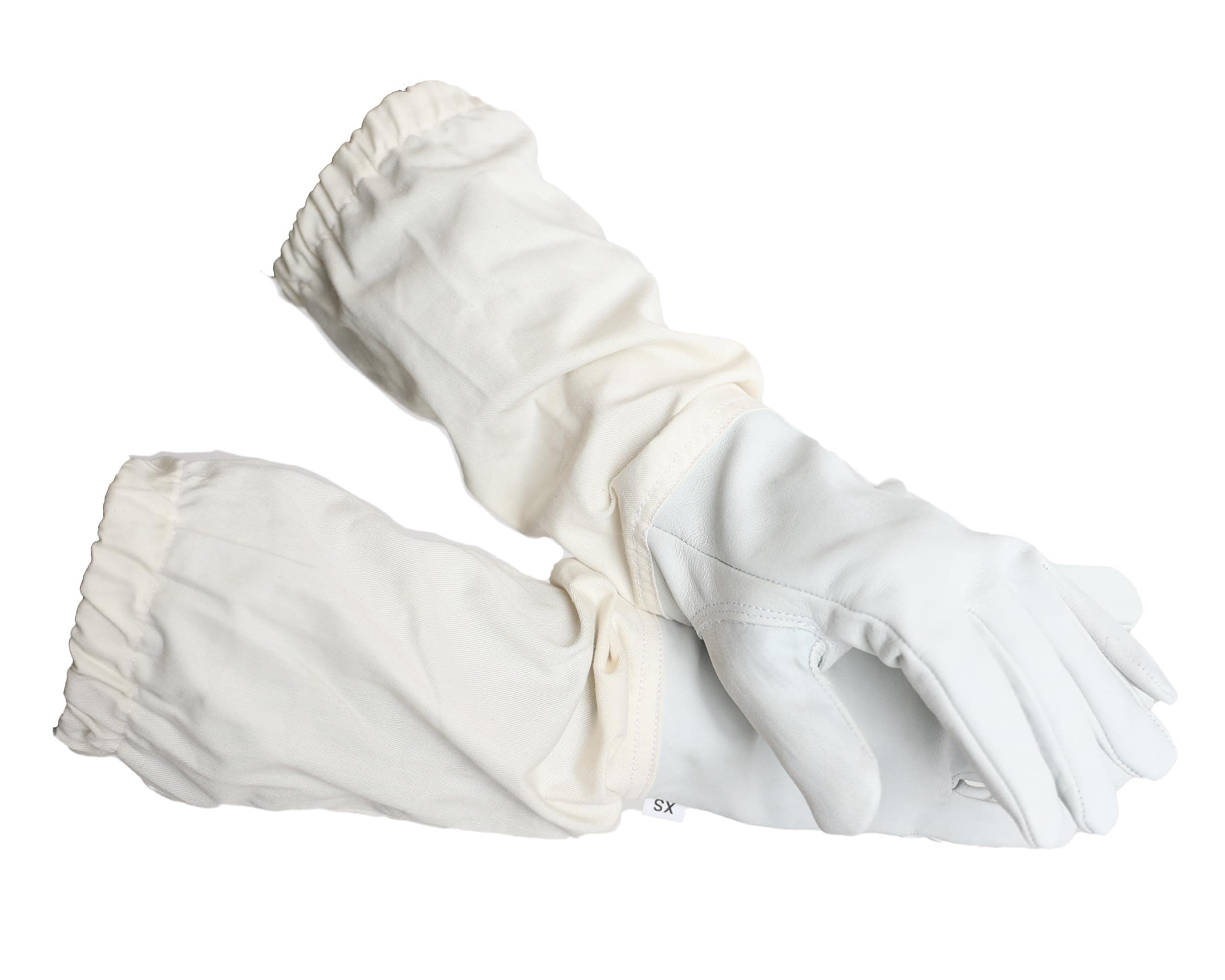 Goatskin Leather Beekeeper's Glove with Long Canvas Sleeve & Elastic Cuff Medium