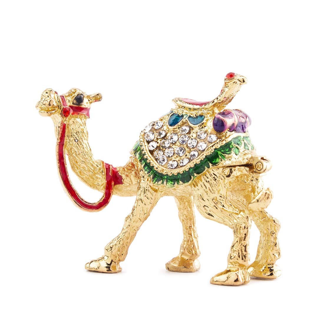 YU FENG 2.4" Golden Crystal Camel Figurines Decor Ornament,Golden Enamel Camel Statues Animal Trinket Jewelry Box Hinged Christmas Gift
