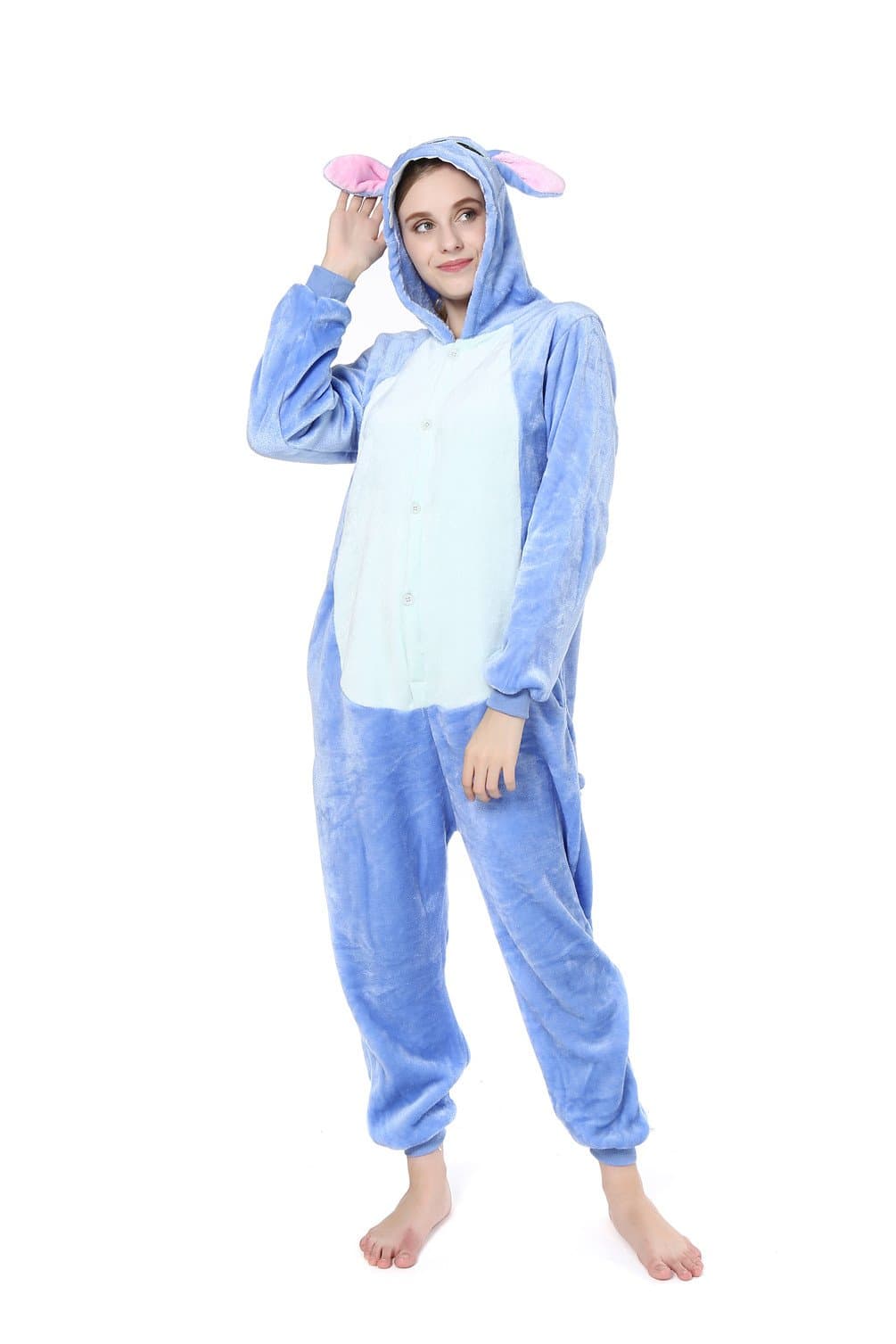 EONDEAR Stitch Onesie Unisex Adult Pajamas Cosplay Costume Animal Sleepwear Blue