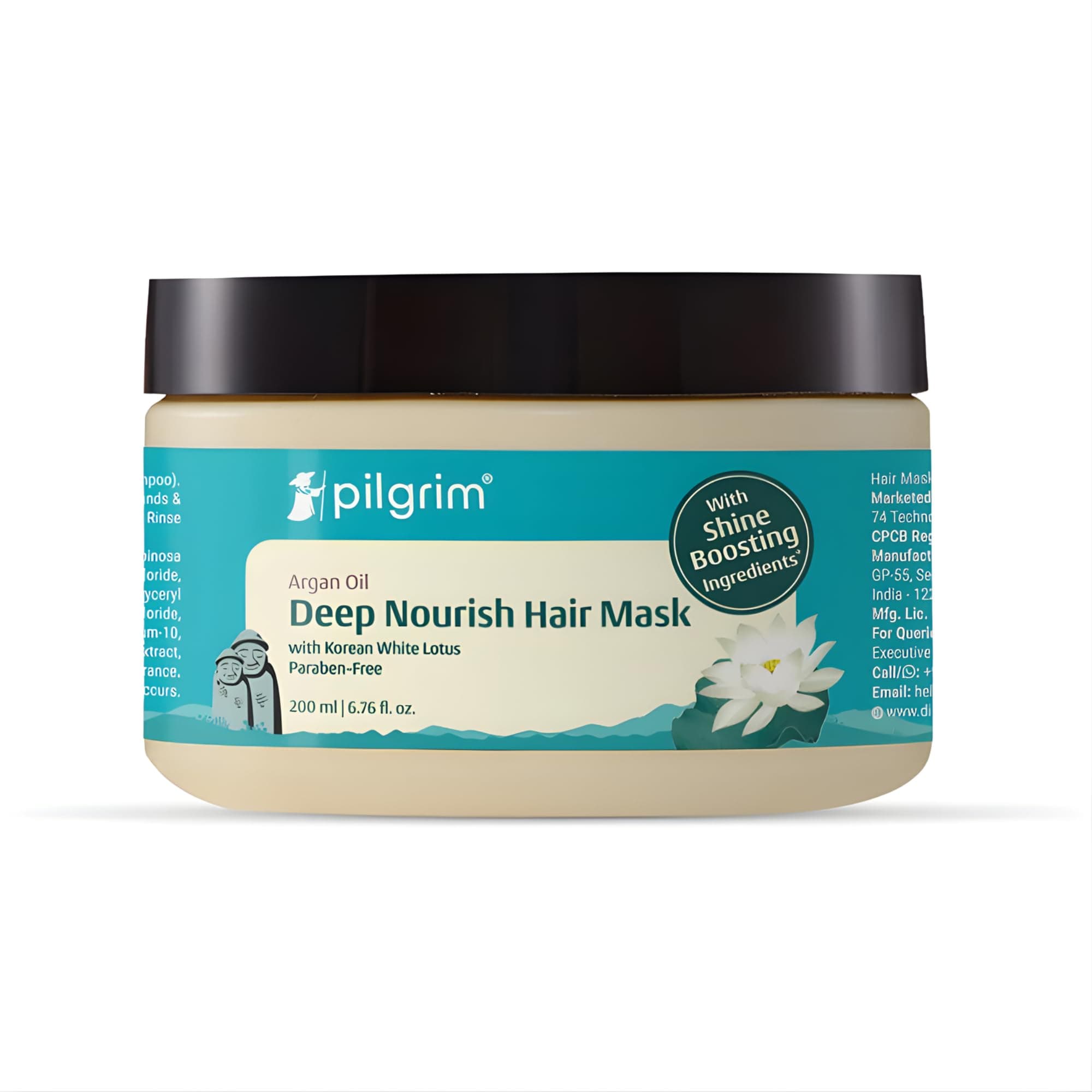 Pilgrim Korean Argan Oil Hair Mask For Dry & Frizzy Hair With White Lotus And Camellia | Hair Mask For Smoothening Hair, Deep Conditioning And Hair Fall Control | For Men & Women | 200Ml, 1 Count