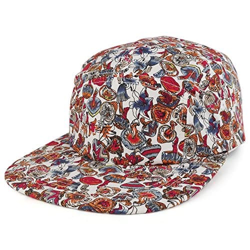 Trendy Apparel Shop 5-Panel Lightweight Unstructured Mushroom Flower Print Flatbill Snapback Cap