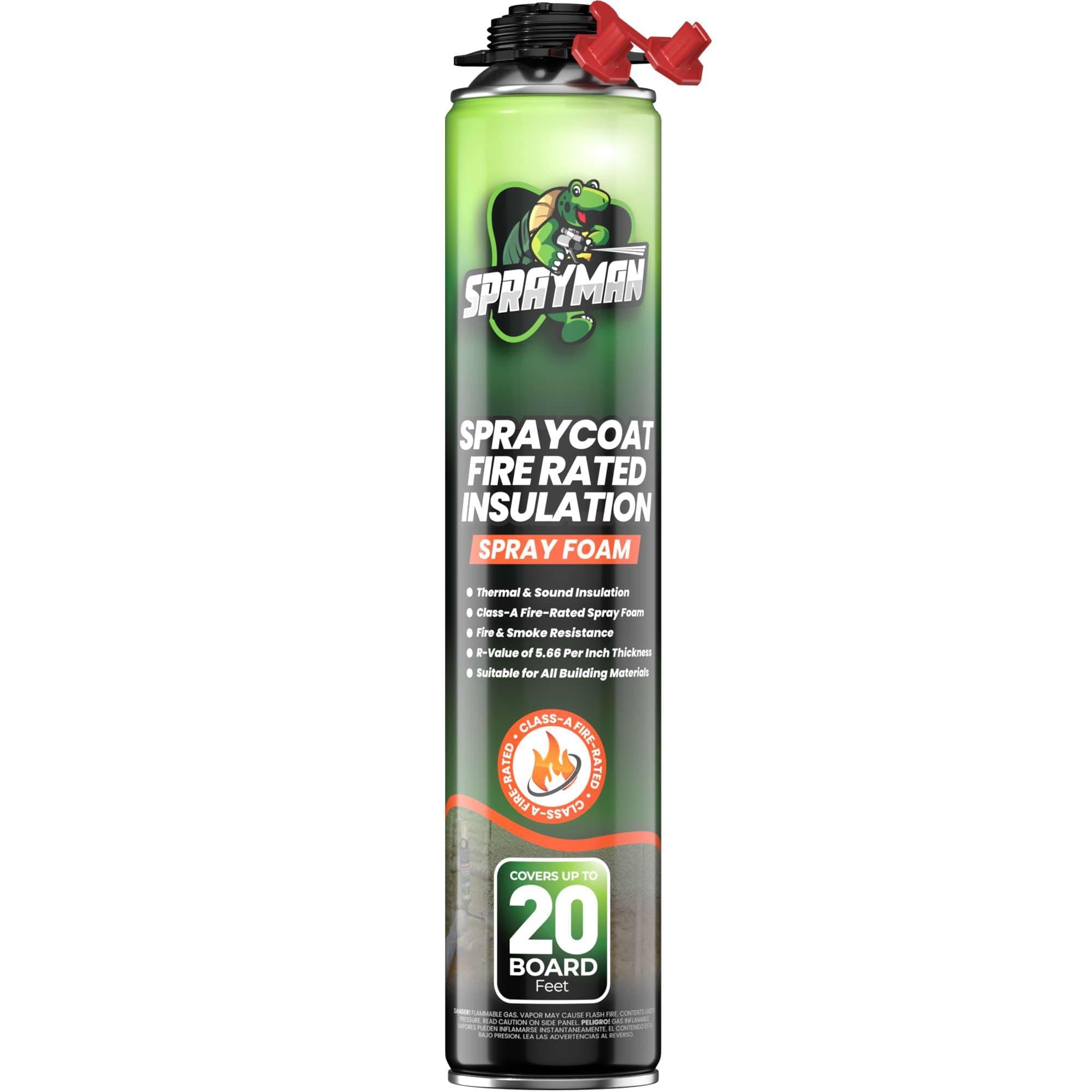 Sprayman Spraycoat Fire Rated Spray Foam Insulation 20 Sq.Ft. - R-Value (11.32 / 2in) Closed Cell Polyurethane Foam Sealant for Heat & Noise Insulation - Gun & Cleaner NOT Included - 27.1 oz, 1 Pack