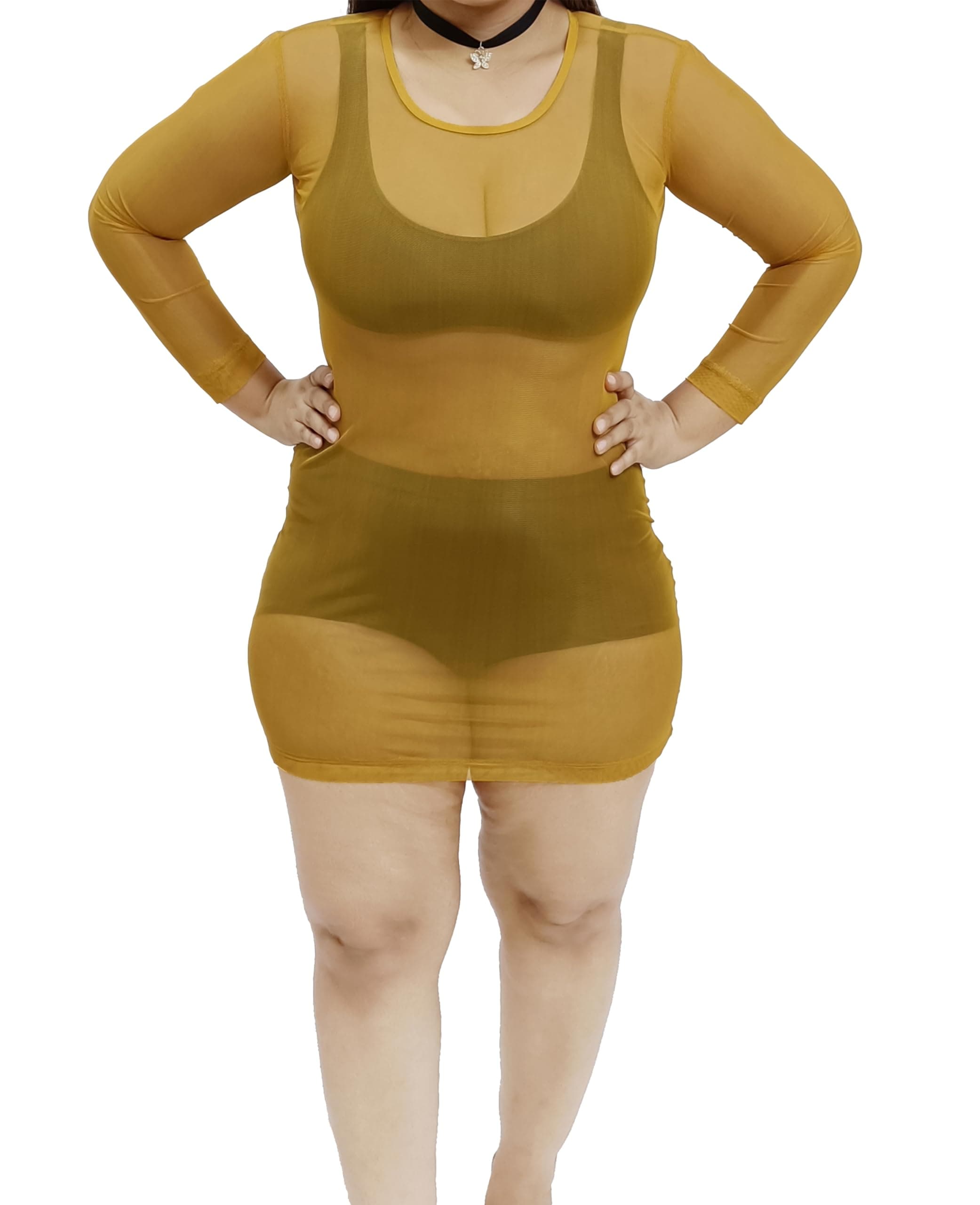 eroPLAY Tempting, Strechy and Soft Mesh See Through Midi Fitted Bodycon for Women and Girls