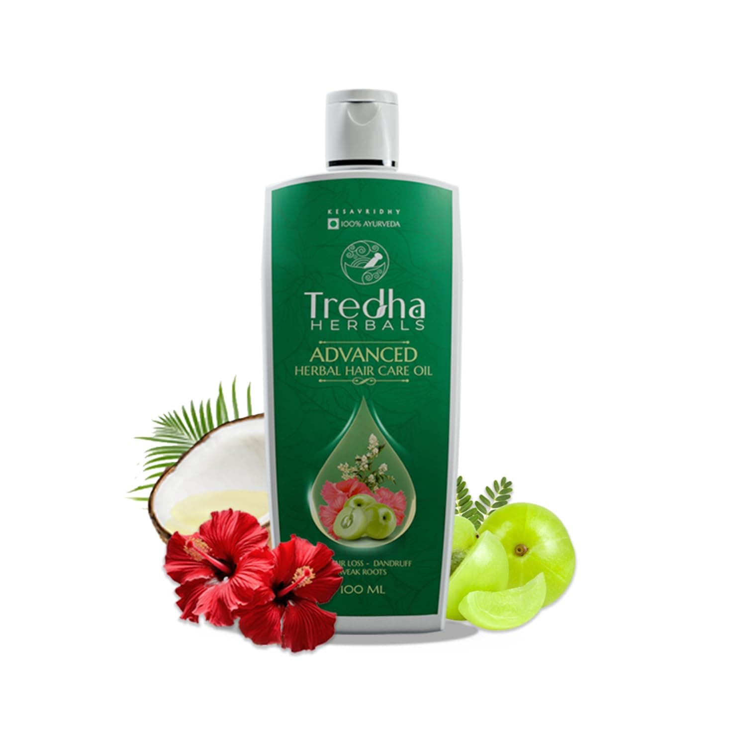 Tredha Advanced Herbal Hair Care Oil 100ml | Hair Growth & Anti Hair Fall Oil for Men & Women | Anti-Dandruff Formula for Dry & Frizzy Hair | Helps Delay Premature Greying