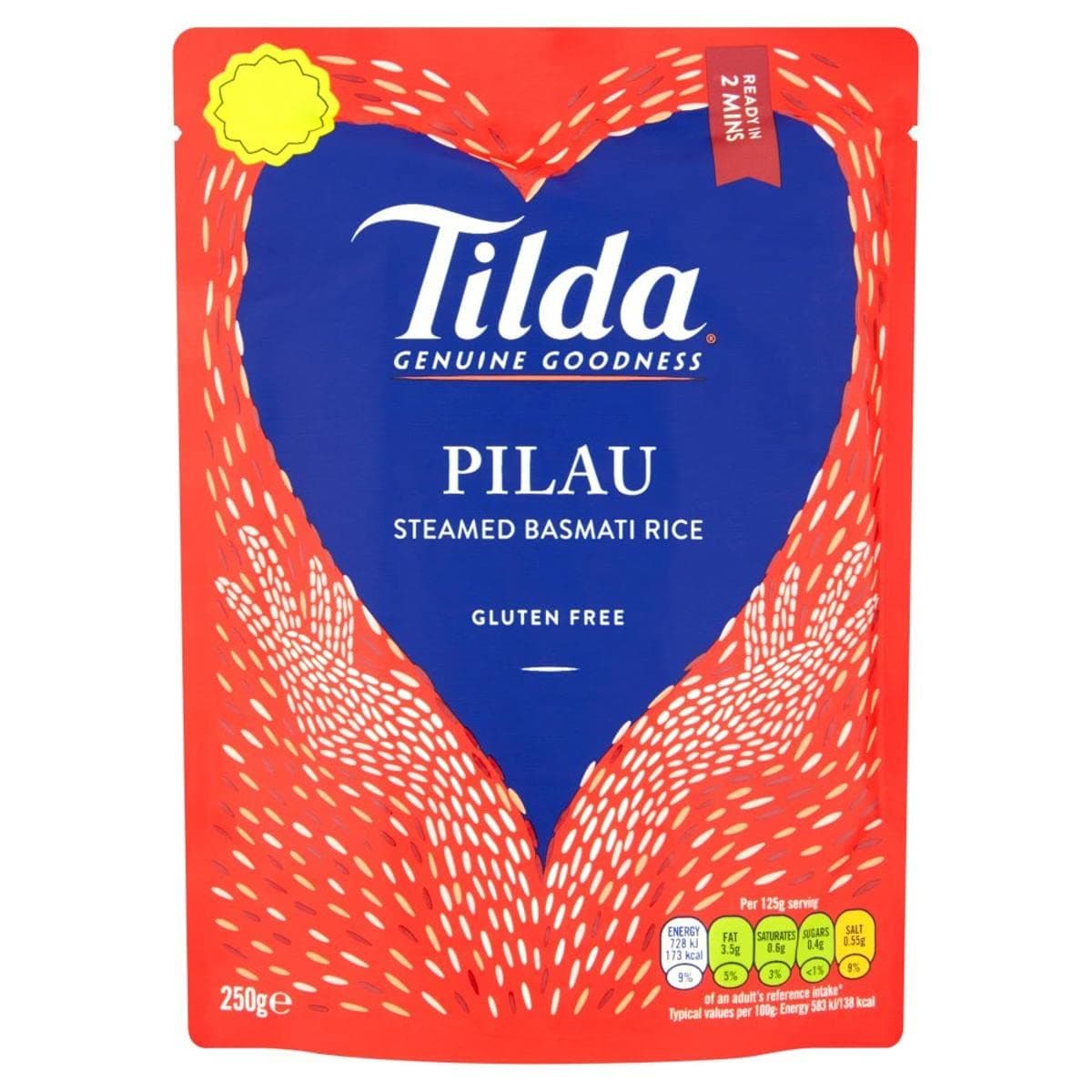 Tilda Steamed Pilau Basmati Rice, 250g