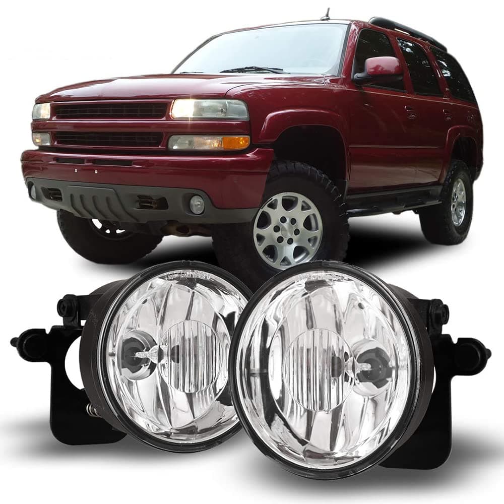 CPW Compatible with [2004-2006 Chevy Suburban 1500 Z71] [2003 2004 2005 2006 Chevy Tahoe Z71] Clear Lens Bumper Driving Fog Lights Pair