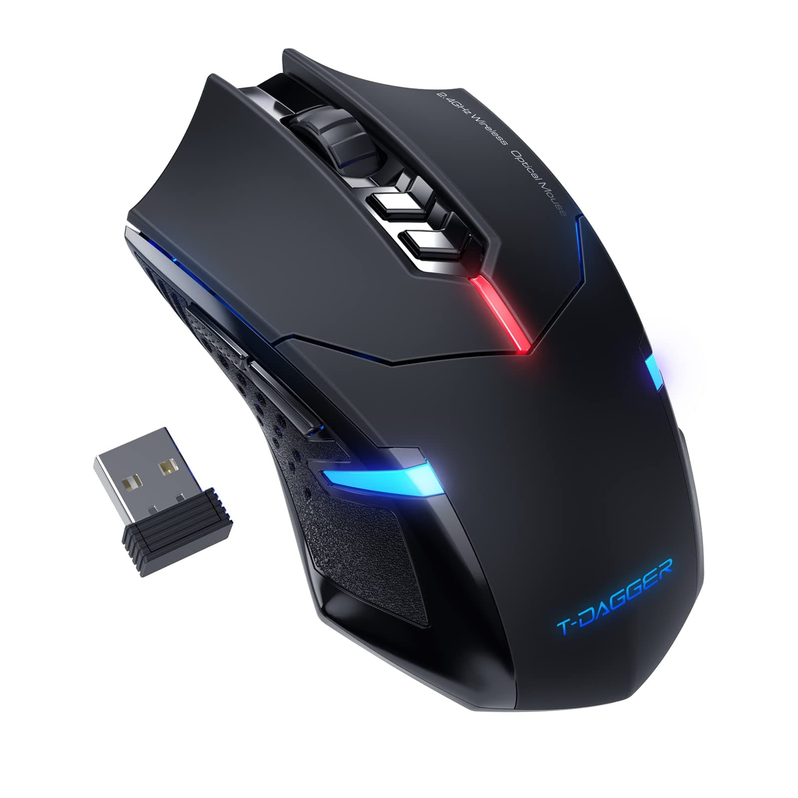 Wireless Gaming Mouse- USB Cordless PC Accessories Computer Mice with LED Backlit, Ergonomic Gamer Laptop Mouse with 7 Silent Buttons, 5 Adjustable DPI Plug & Play for PC