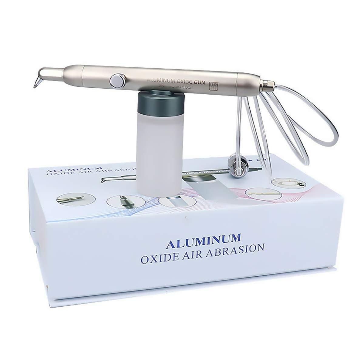 Alumina Abrasion Polisher Microetcher Sandblaster 4 Hole Silver Metal Air Powered Sandblaster