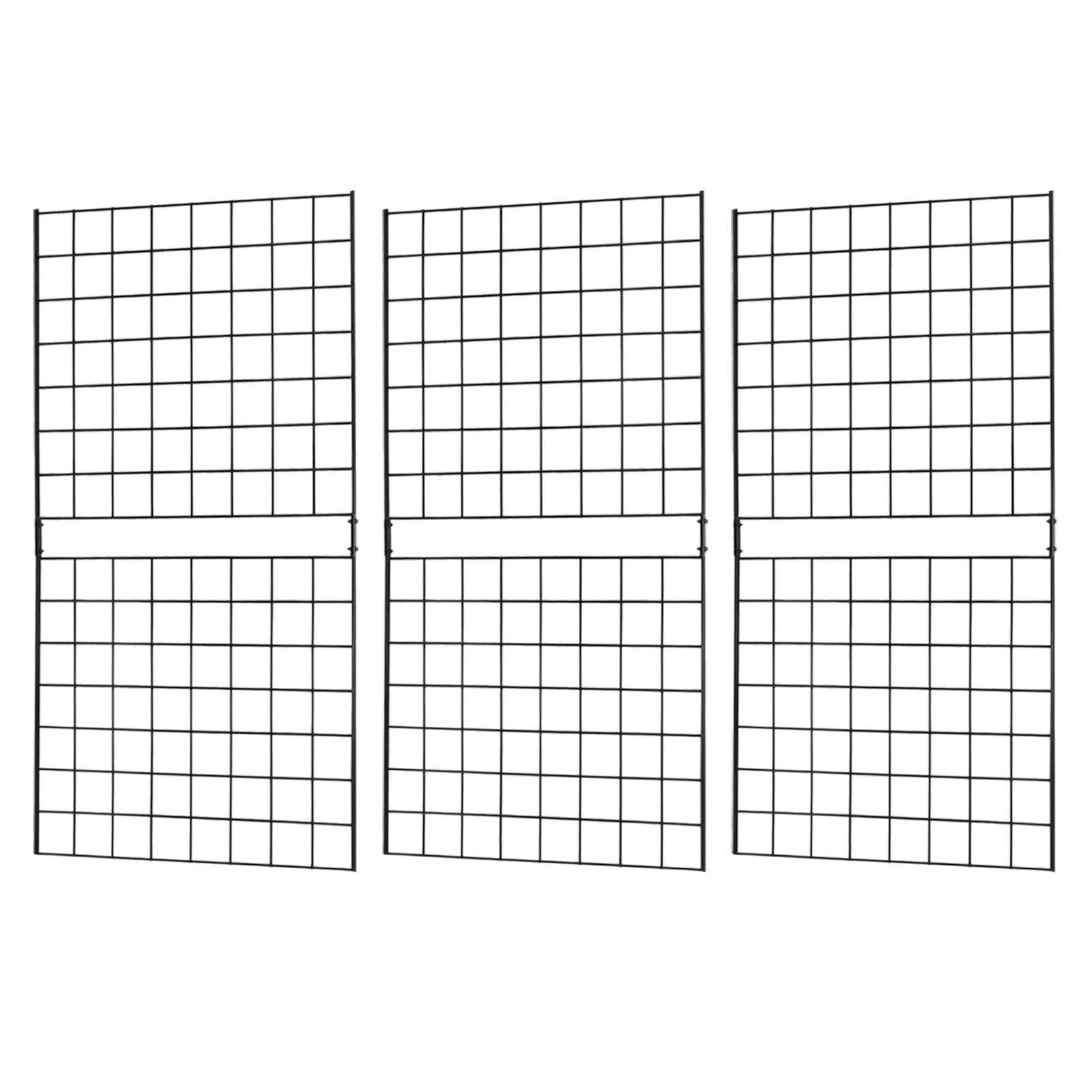 Grid Wall Commercial Grade Grid Panels Heavy Duty Panel for Retail Display 2' W x 4' H, Black (Pack of 3) Portable