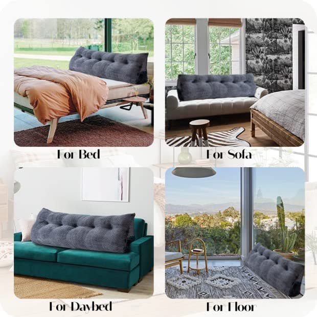 Zoemo Large Bolster Triangular Headboard Wedge Backrest Positioning Support Bed Rest Reading Pillows Headboard Wedge Pillows for Day Bed Bunk Bed with Removable Cover