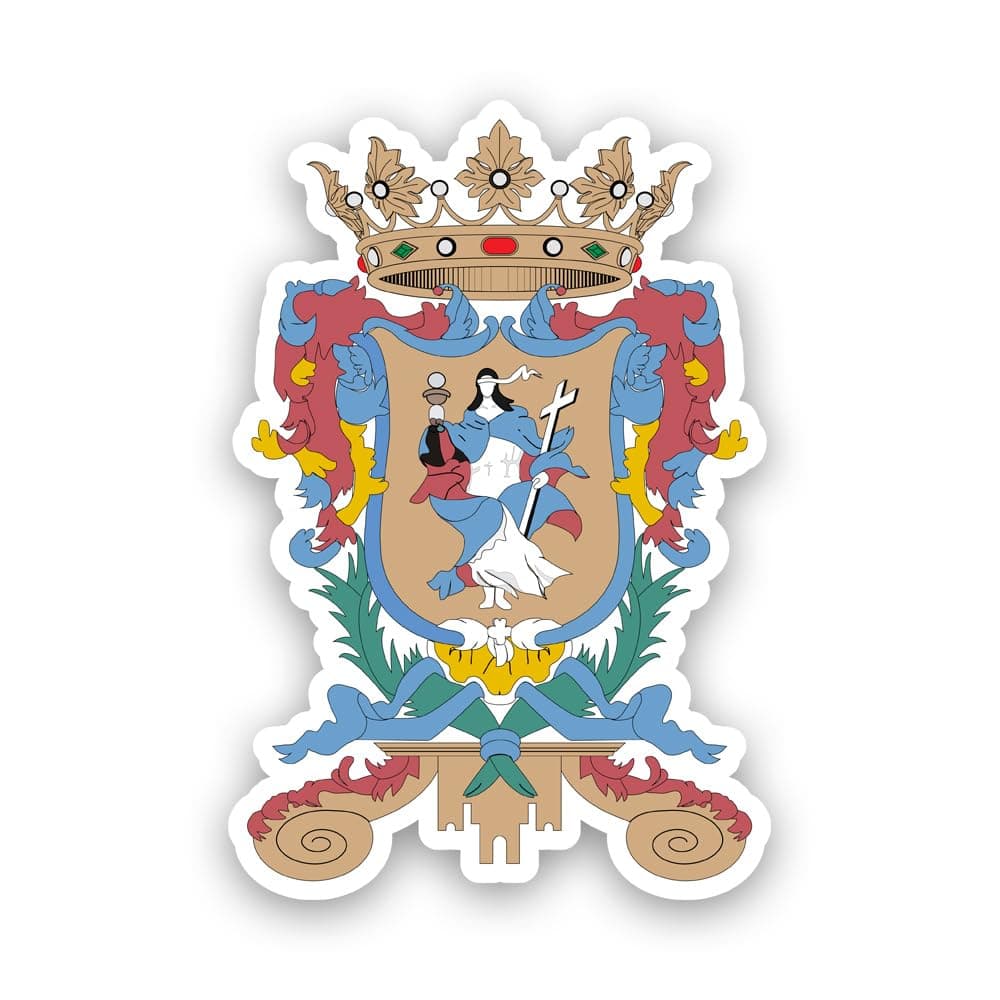 Guanajuato Coat of Arms Sticker Decal - Self Adhesive Vinyl - Weatherproof - Made in USA - gj GTO Mexico Free and Sovereign State of coa 4" Wide