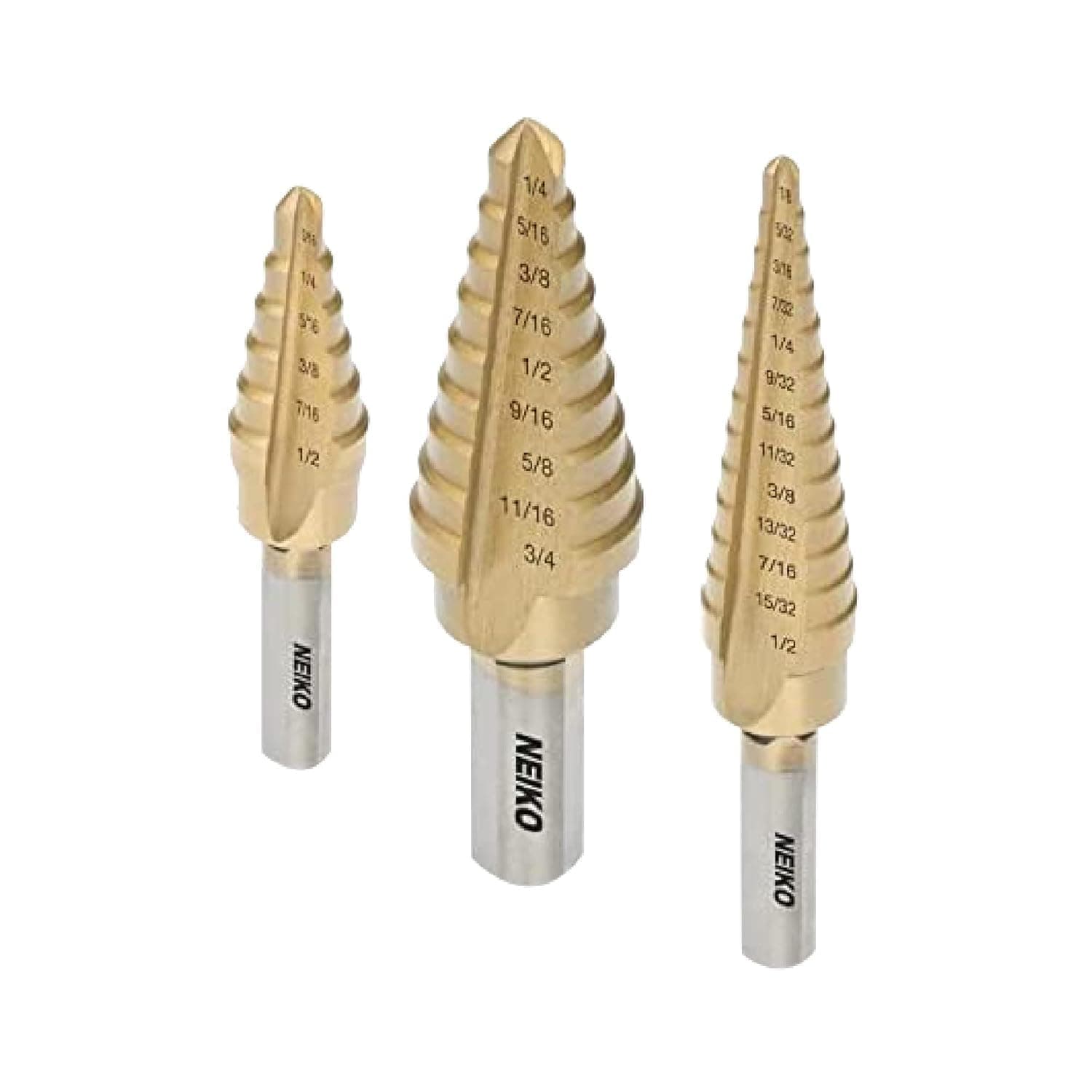10193A Titanium Step Bits, Unibit Set, 28 Sizes, High Speed Steel, Standard (SAE) Step Drill Bit Set, Step Bits for Metal. Unibit Step Drill Bits, Industrial Unibit