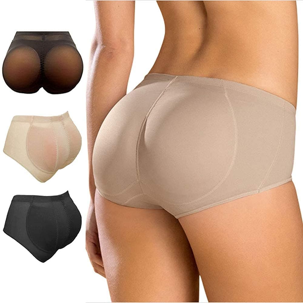 Silicone Buttocks Pads Enhancer Body Shaper Panty Tummy Control Girdle(2XL,Beige)