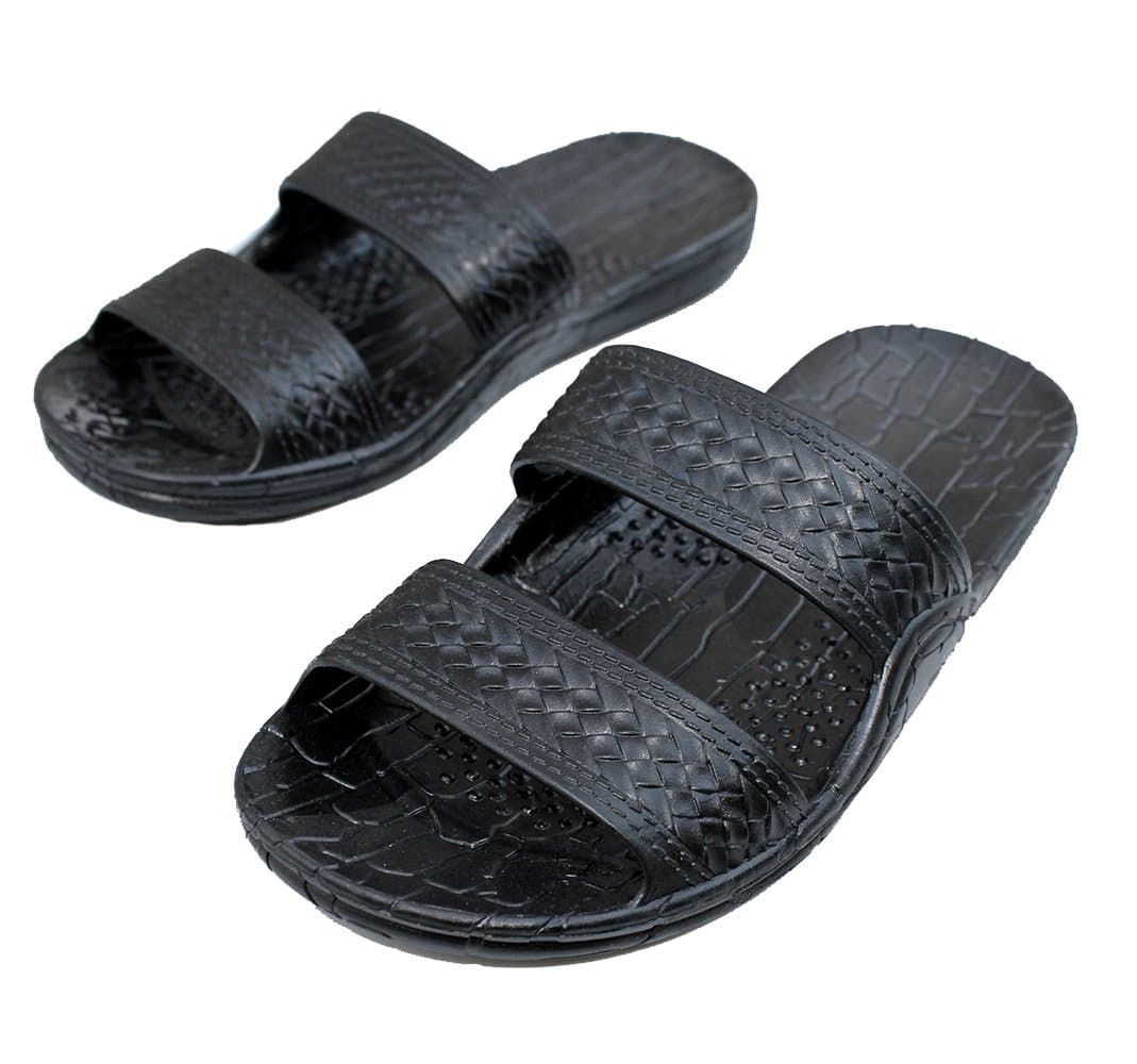Black Rubber Double Strap Jesus Sandals women size 13, men size 11
