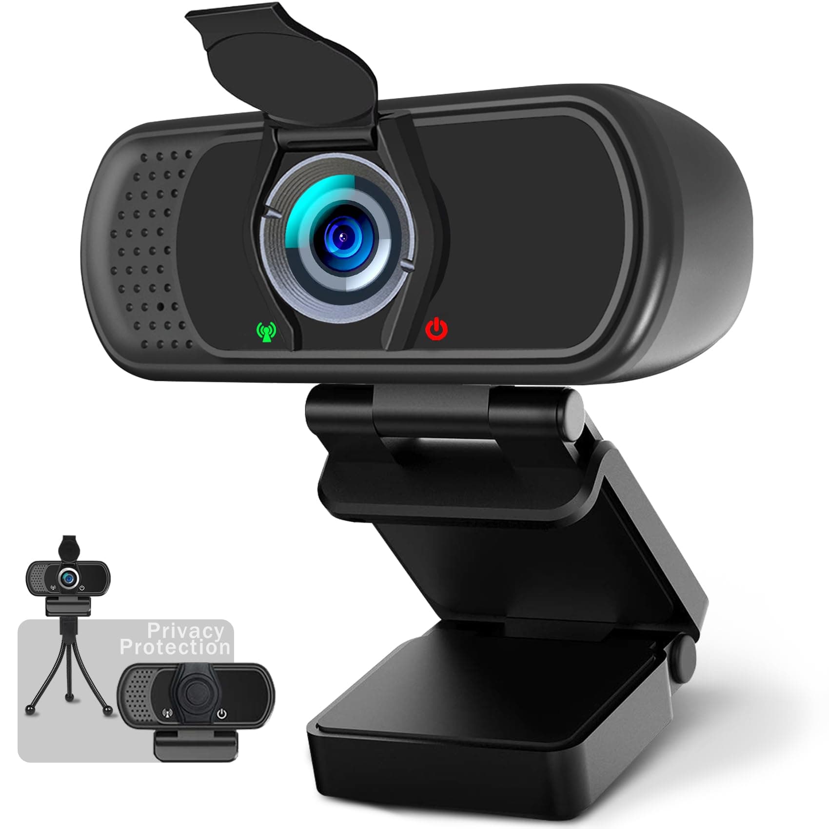 1080p Webcam with Microphone, USB PC Camera 110-Degree Wide Angle Webcam with Tripod/Privacy Cover,Plug and Play Web Camera for Desktop Computer Laptop mac Video Conferencing Streaming