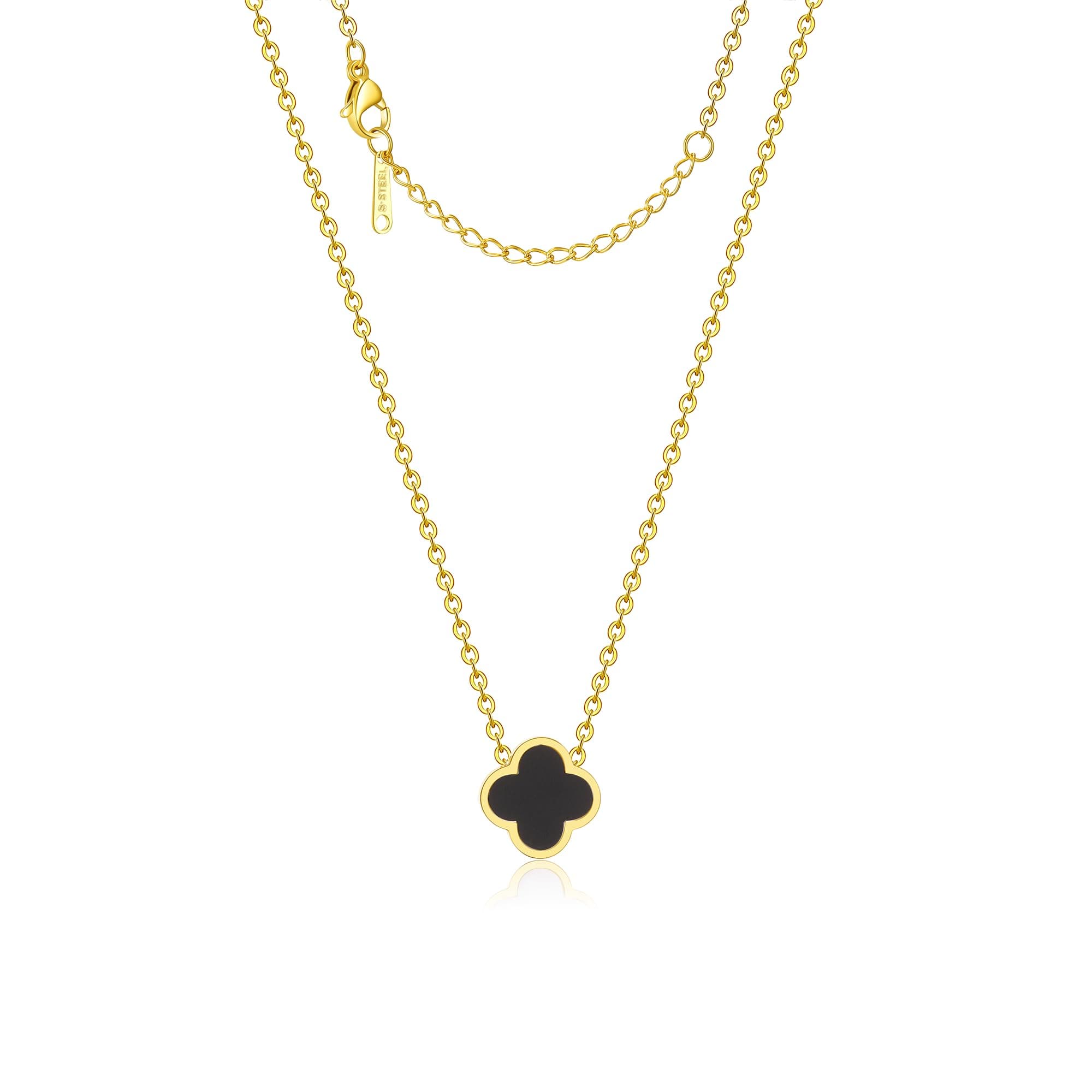 18K Gold Plated Clover Necklace for Women Four Leaf Clover Necklace Flower Lucky Pendant Dainty Jewelry Gifts