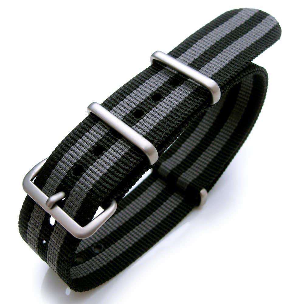 NATO James Bond Black and Double Grey Strips Divers Strap 22mm