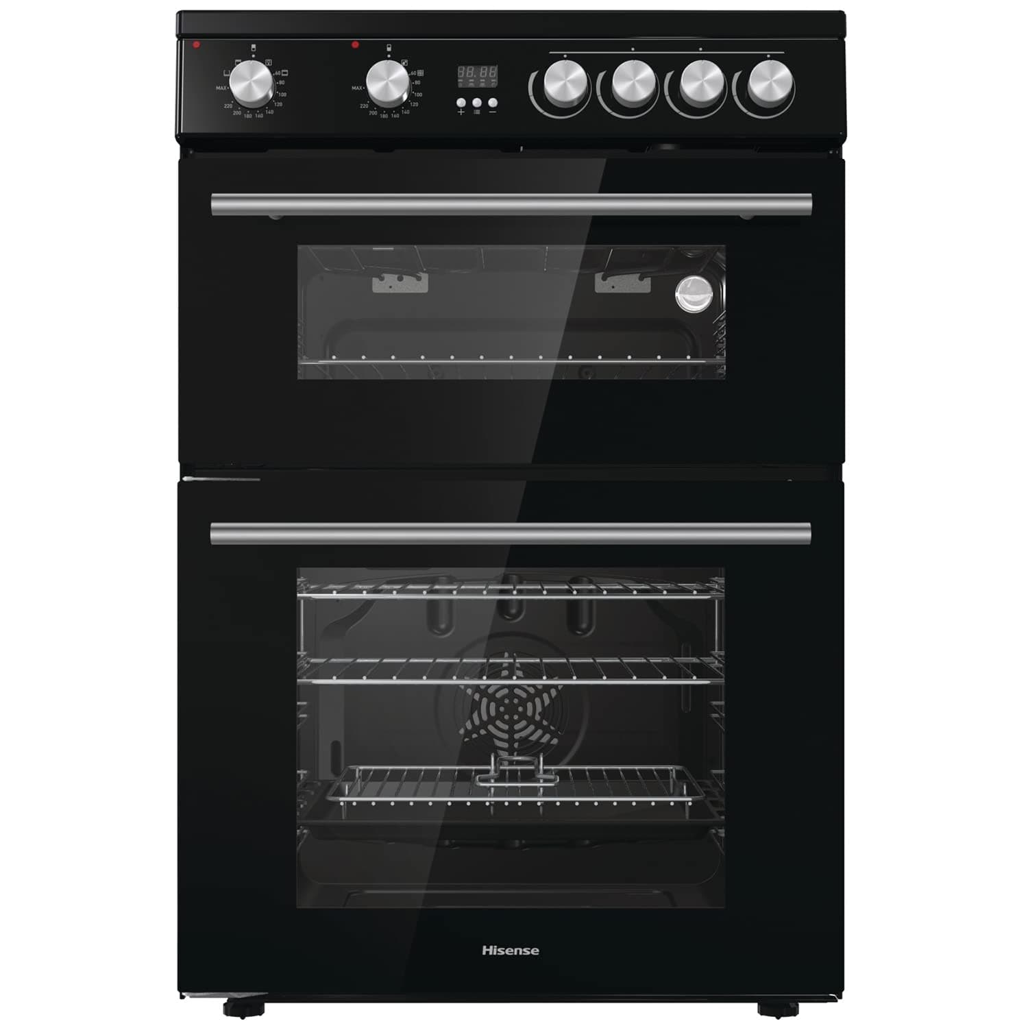 Hisense HDE3211BBUK 60cm Electric Cooker with Ceramic Hob-Black , A Rated Double Oven