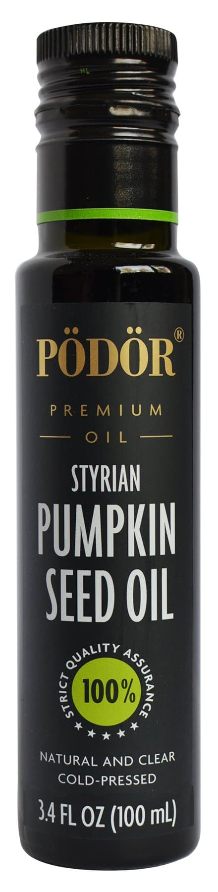 PÖDÖR Premium Styrian Pumpkin Seed Oil - 3.4 fl. Oz. - Cold-Pressed, 100% Natural, Unrefined and Unfiltered, Vegan, Gluten-Free, Non-GMO in Glass Bottle