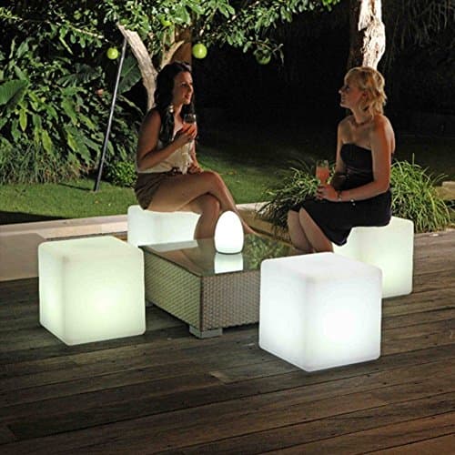Denzihx Outdoor Party Stool Light Chair,Waterproof Party [Meeting] Bar Creative Color Remote Control Led Charging-A 20x20x20cm