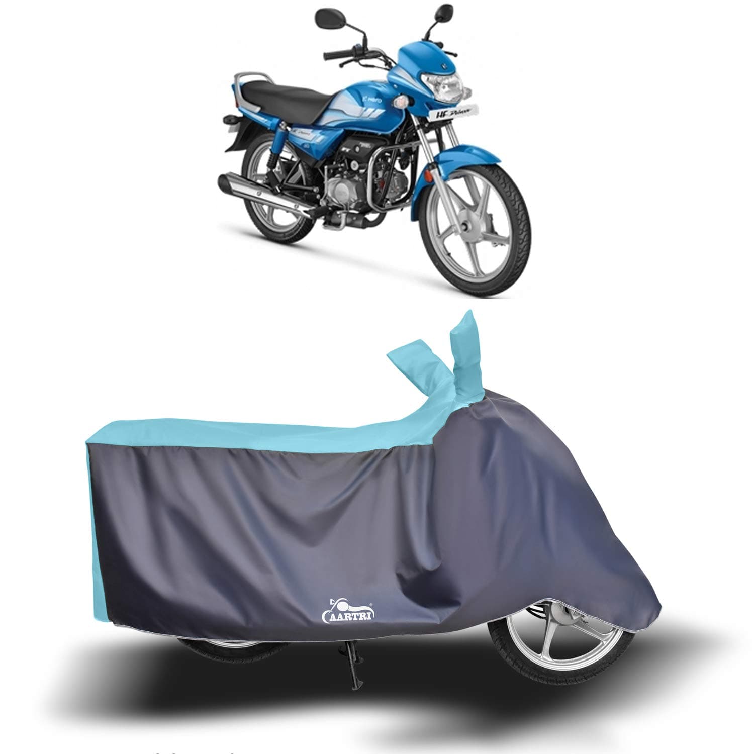 DROHAR - Hero HF Deluxe New BS6 Water Resistant - UV Protection & Dust Proof Full Bike - Scooty Two Wheeler Body Cover for Hero HF Deluxe (Sky Blue)