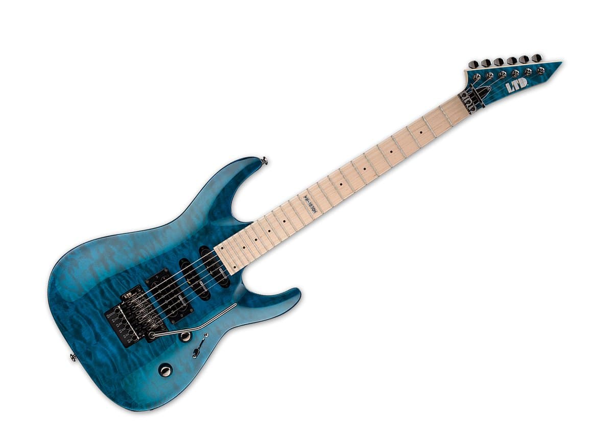 ESP LTD MH-103QM Electric Guitar, See Thru Blue