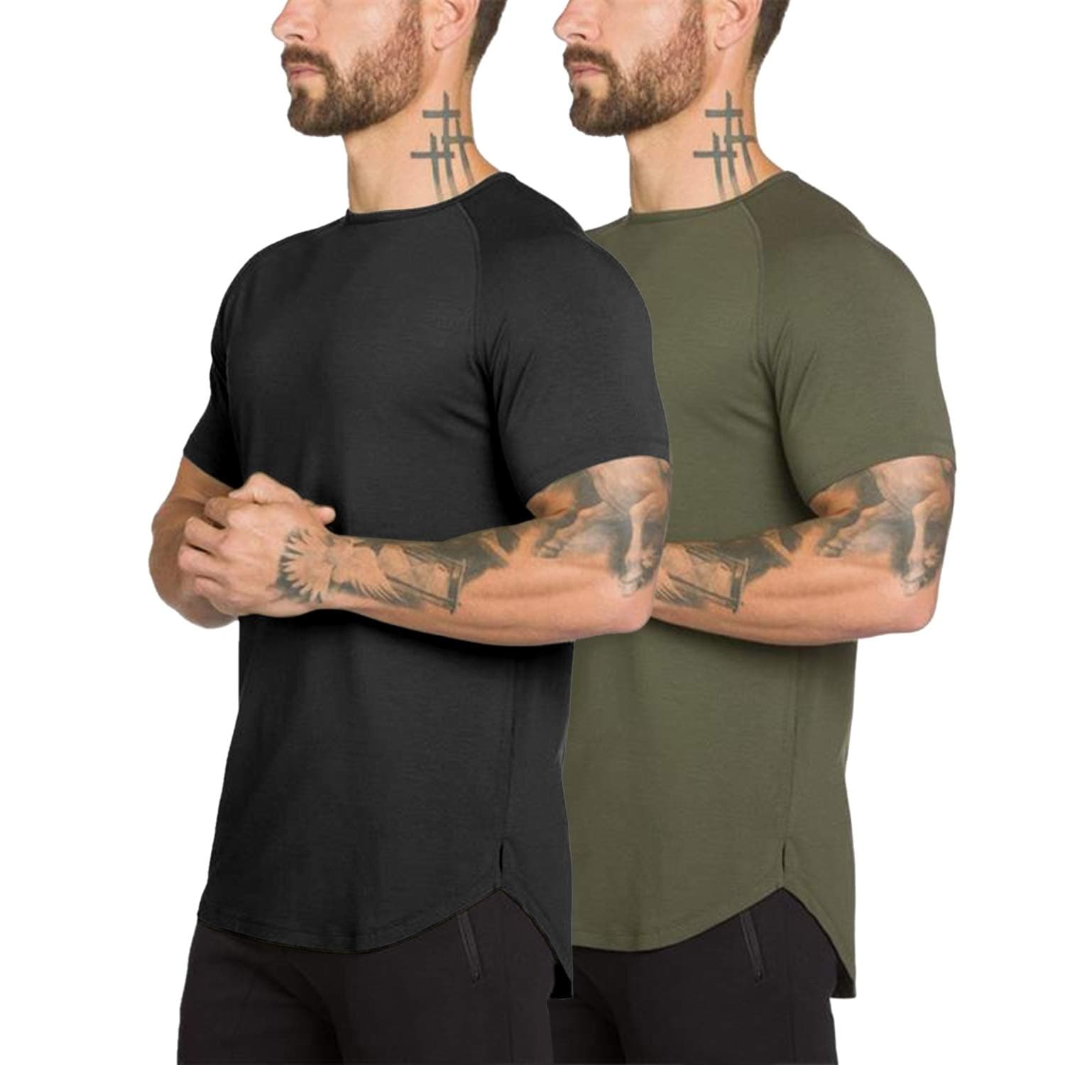 Mens Gym Workout Slim Fit Short Sleeve T-Shirt Cotton Performance Athletic Shirts Running Fitness Tee Loungewear