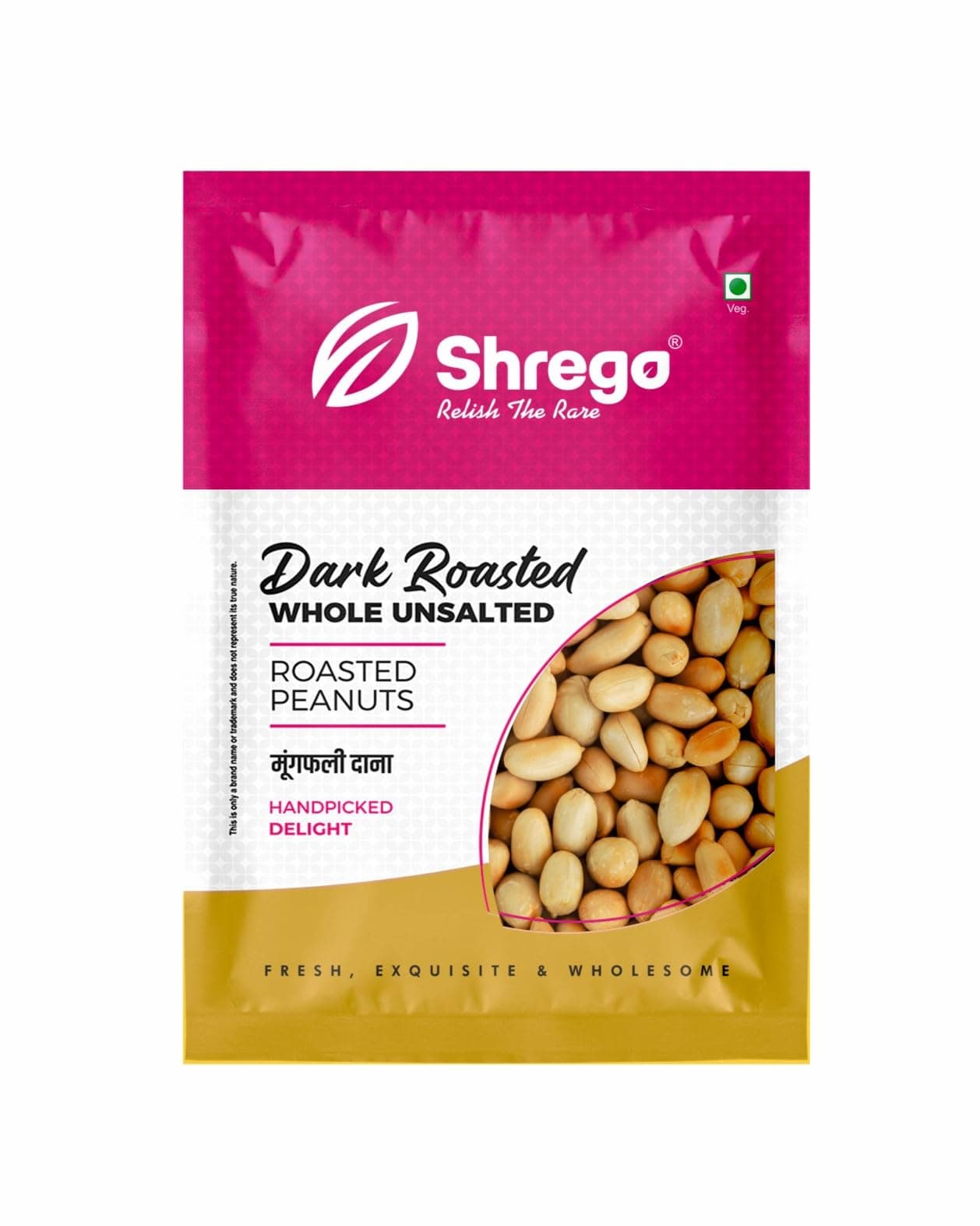 SHREGO Dark Roasted Whole Peanut Unsalted 360G, Snack & Namkeen (Vacuum Packed)