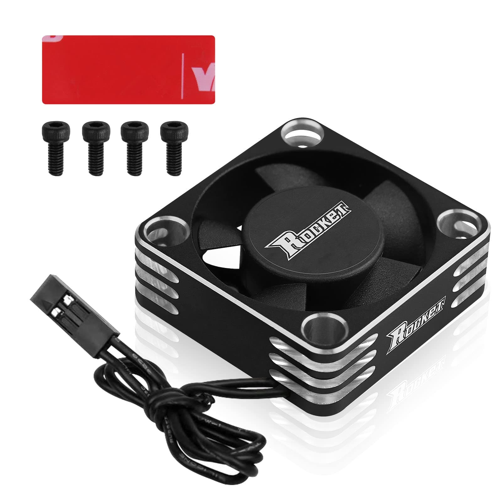 30mm RC Motor Heatsink 28000RPM ESC Cooling Fan for RC Car 1/8 1/10 1/12 Scale 540 550 Brushless Motor (Black+Silver)