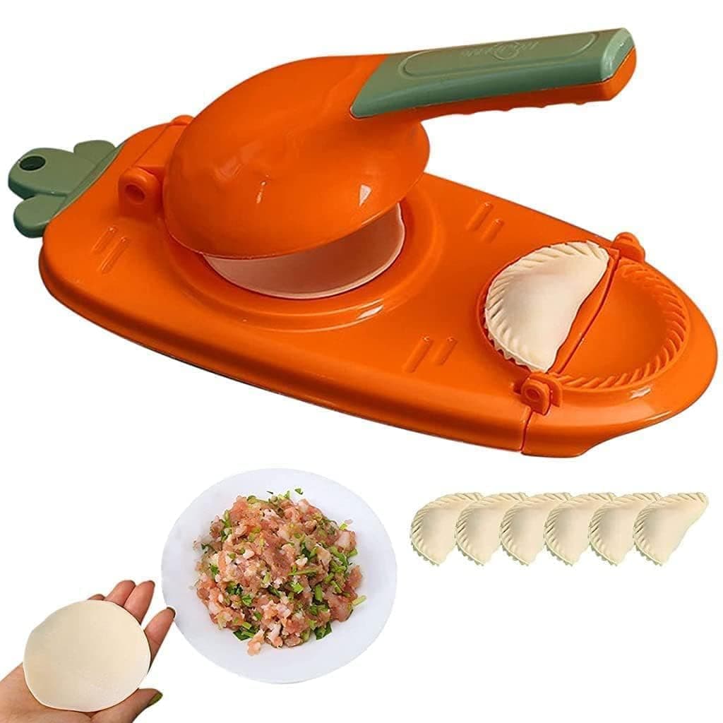 ROMINO 2 in 1 Dumpling Maker Ghughra Momos Maker Machine, Skin Press Mould for Gujiya Ghughra Mould Machine, Samosa Maker Kajjikayalu Karanji Maker Kitchen Tool with Dumpling Puri Maker (Multi)