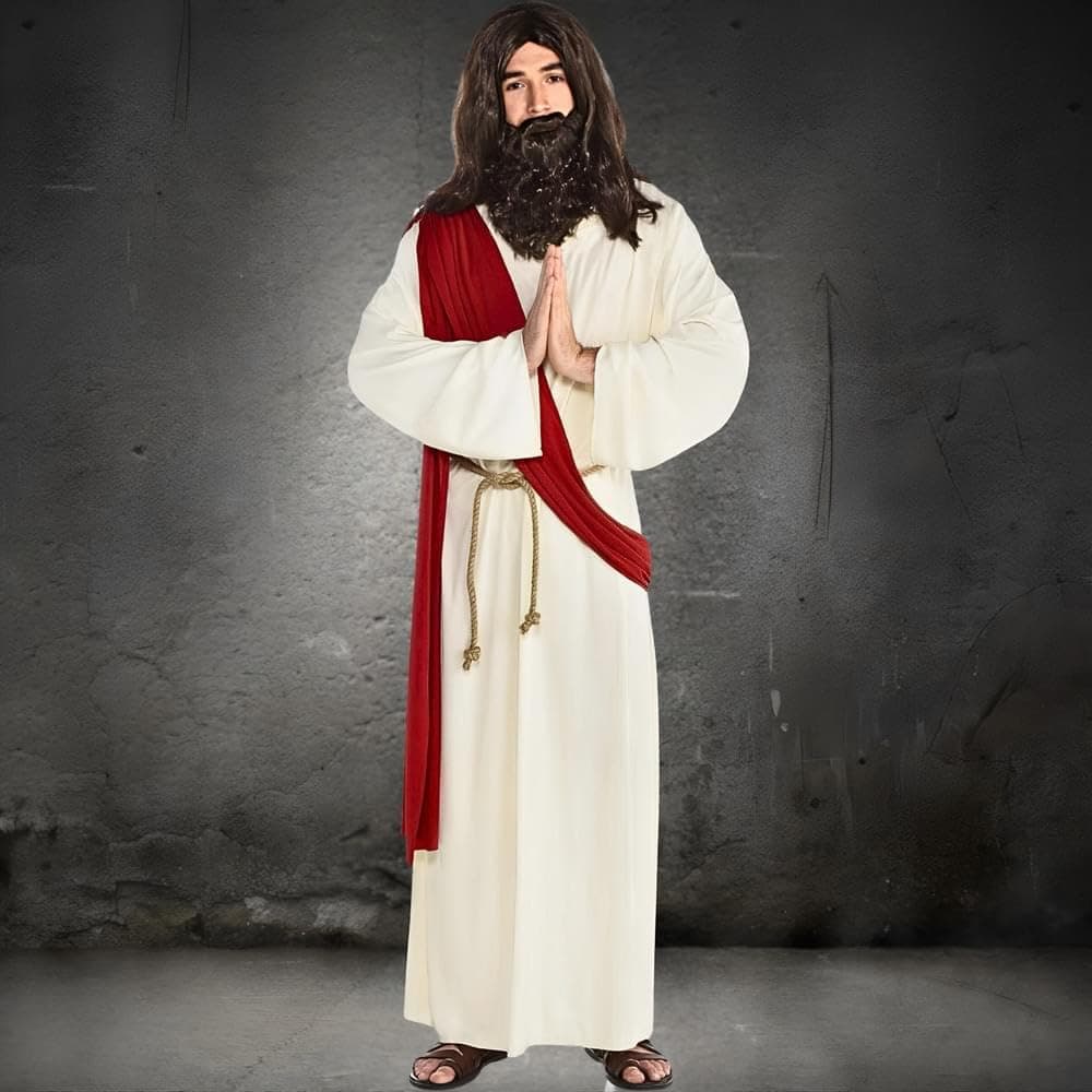 Full-Length Jesus Costume - Standard Size, Washable and Comfortable to Wear Adult Costume - Perfect for Halloween Costume, Holidays, Easter, Christmas & More, 1 Set
