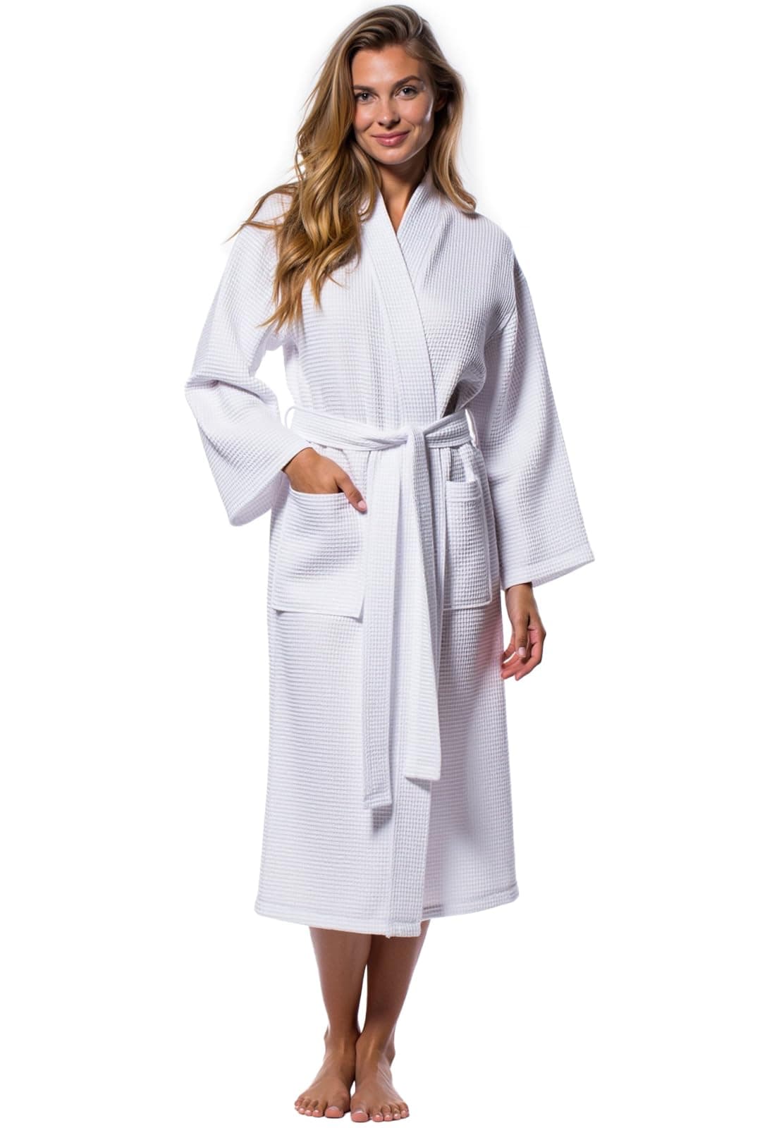 Long Waffle Kimono Unisex Spa Robe