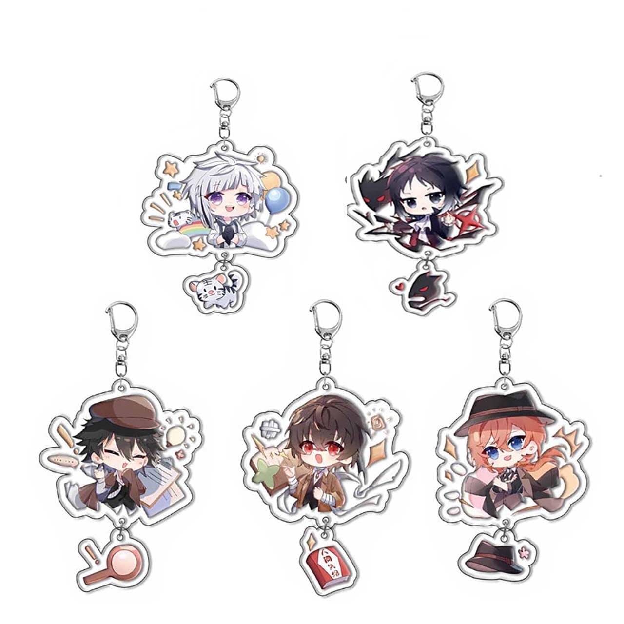 Dazai Keychain Cospaly Bungo Stary Amine Dogs Acrylic Keychain Multi Funny Pendent 5pcs