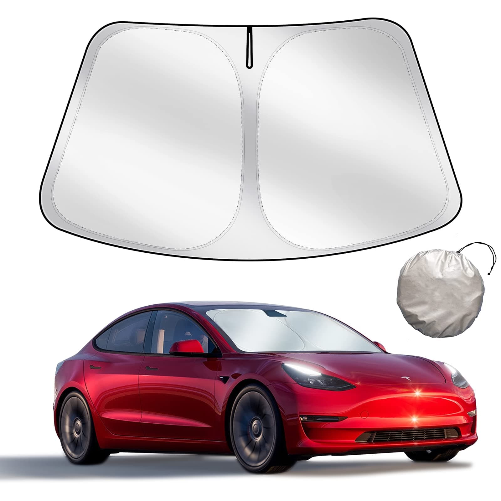 Upgraded Sunshade, Improved UV Protection Fabric, Foldable Front Sun Shade, Custom Accessories for Tesla Model 3/Y/Y Juniper 2016 to 2026