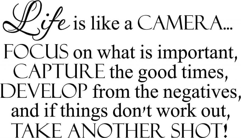 Camera Quote Vinyl Wall Decal - Large, Black