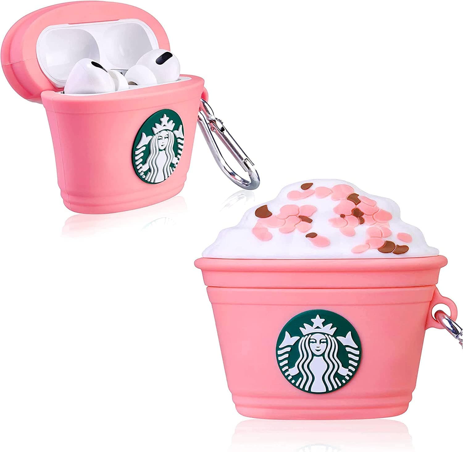 MeyaarCompatible for AirPods Pro 2nd Generation Case Cover with Keychain, Soft Silicone Skin Case Cover Full Protective (Only Silicone Cover) (Pink Coffee Cup)