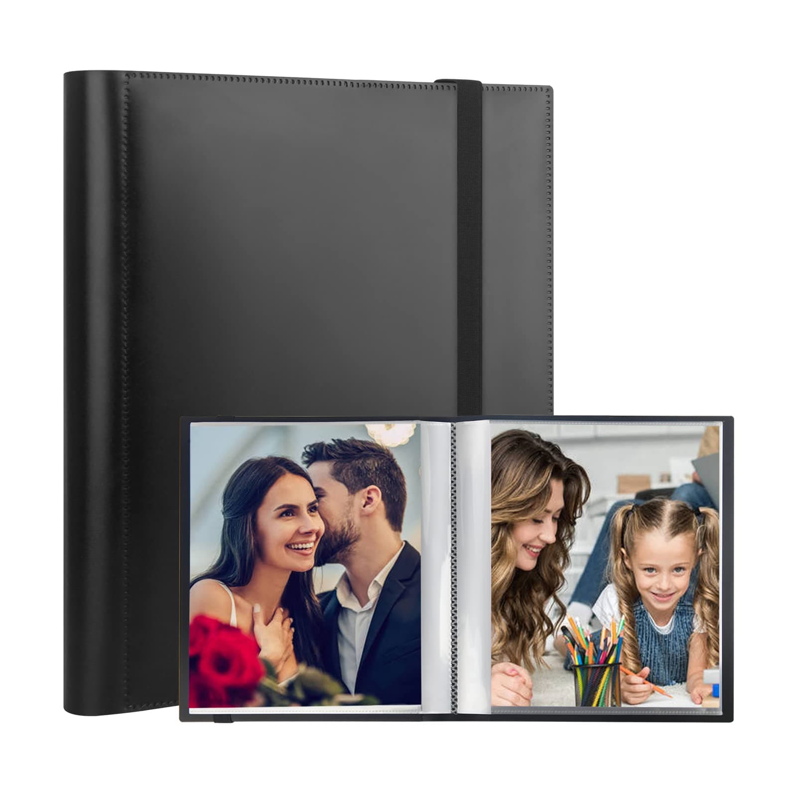 photo 6x8 Photo Album Book Holds 64 Pictures, Art Portfolio Binder for 6 x 8 Pictures, (Black)