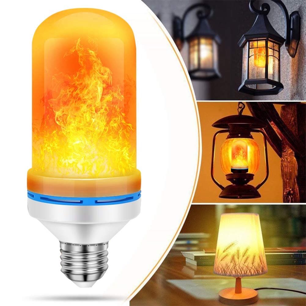 LED Flame Light Bulb Simulated Burn Fire Effect Xmas 4 Modes Flicker Lamps E26 Atmosphere Decor Ative Lamps for Hotel/Bars/Home Decoration/Restaurants(1 Pack)