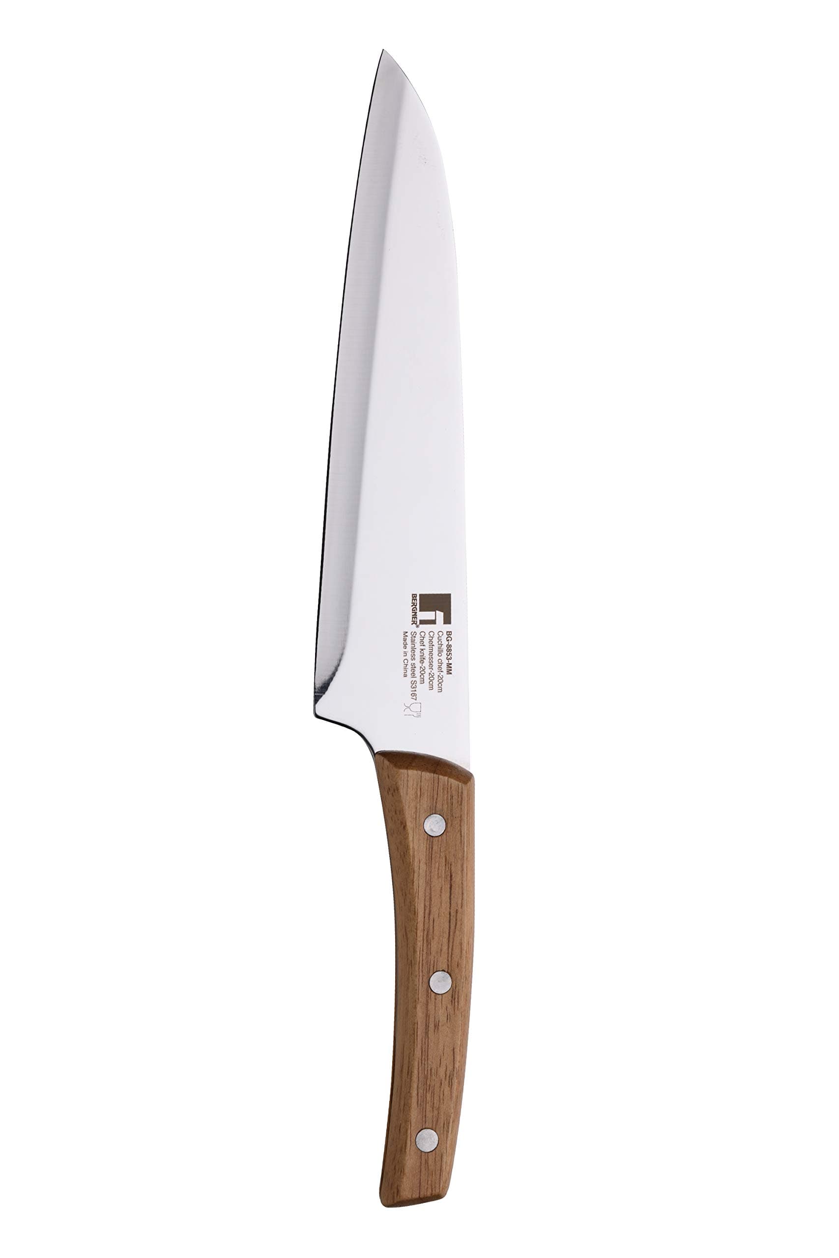 Bergner Nature Chef Knife, 20cm, Stainless Steel, Wooden Handle, BG8853mm