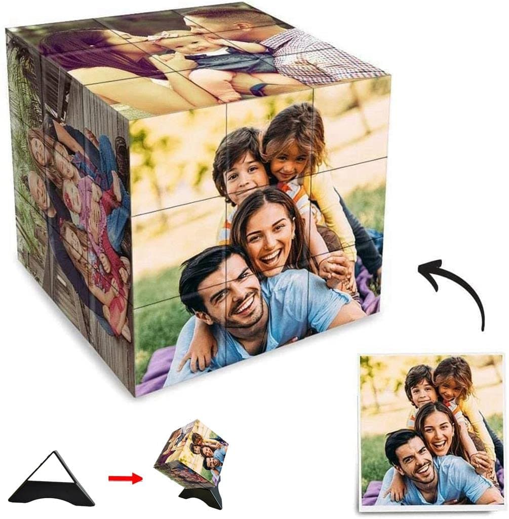 Personalized Custom Magic Cube,Customized Photo Cube,Multi Picture Photo Block Personalized Photo Puzzle for Pictures Cube for Love Friends Family Home Decoration (4x4x4)