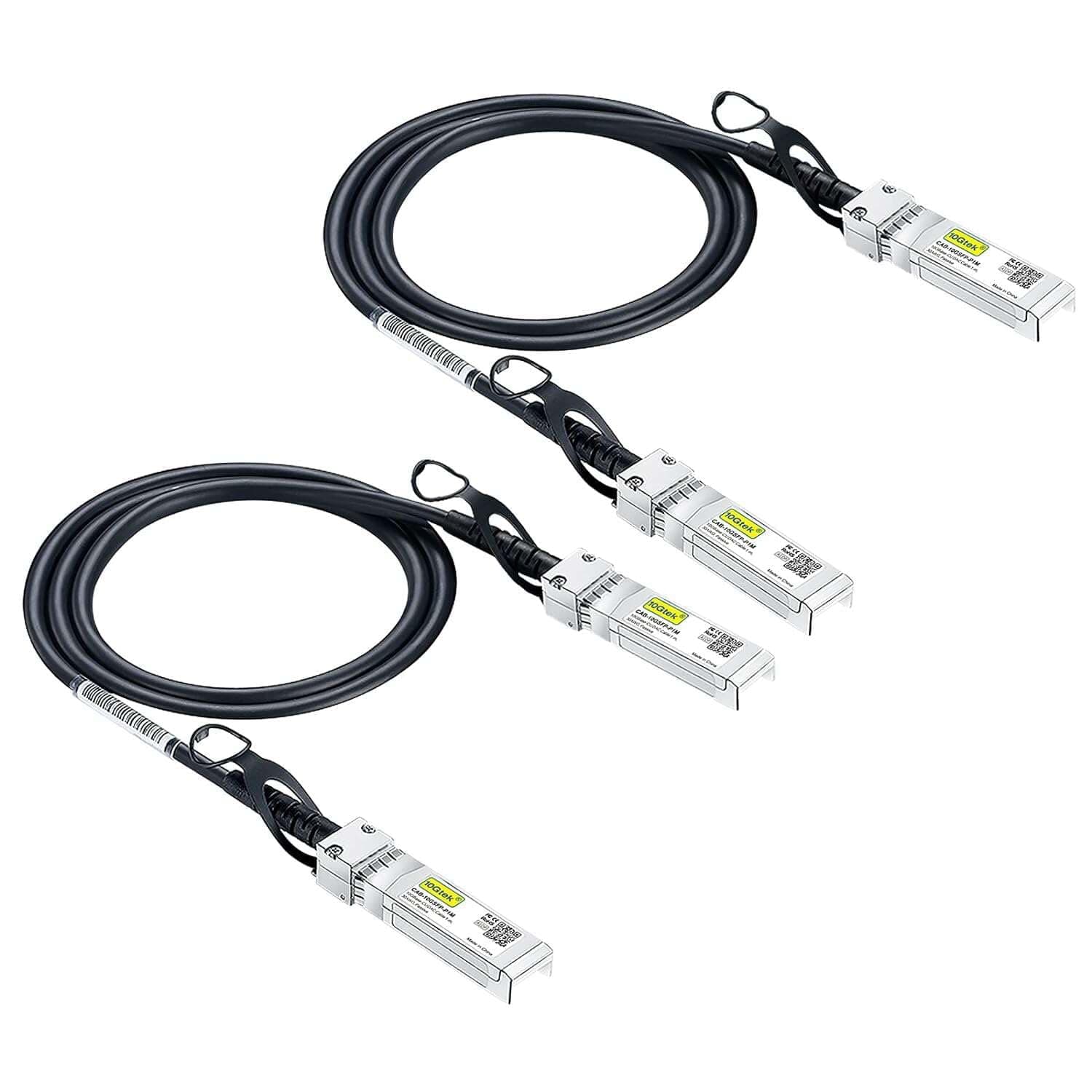 10Gtek 10G SFP+ DAC Twinax Cable, SFP+ to SFP+ Direct Attach Copper Passive for Cisco SFP-H10GB-CU0.75M, Ubiquiti UniFi, Meraki, Mikrotik, Netgear, D-Link, TP-Link and More, 0.75-Meter(2.5ft), 2-Pack