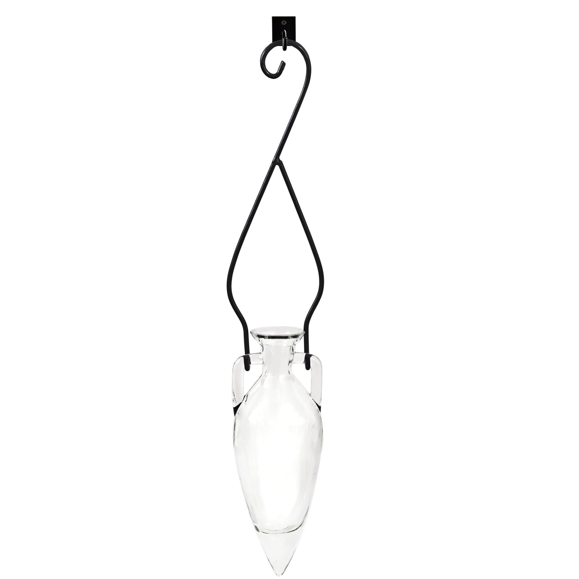 Couronne Company M020-7020 Amphora Glass Vase & Metal Hanger, 29", Clear, 1 Piece