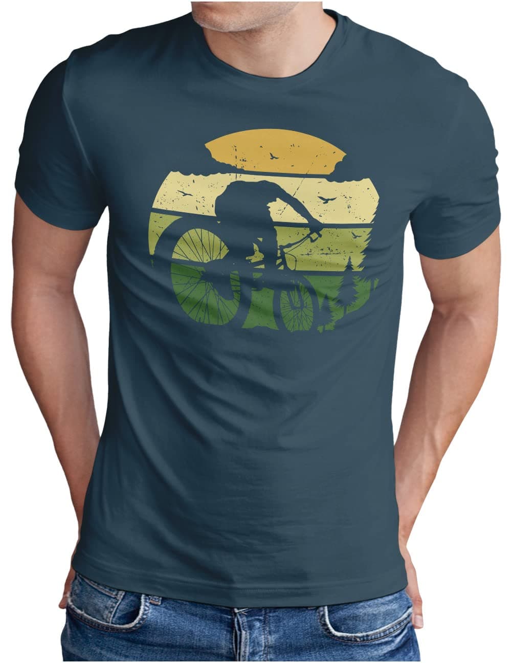 OM3MTB Mountain Bike T-Shirt Men's Bicycle Off Road Forest Cycling S - 5XL
