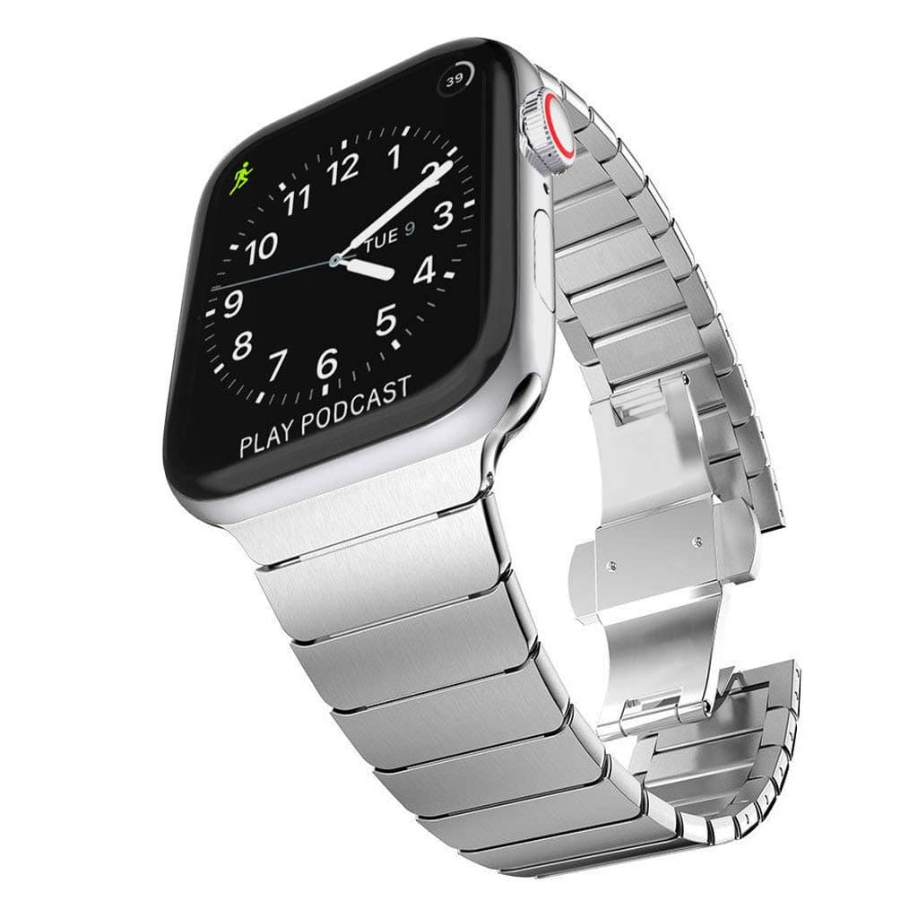 Surace Stainless Steel Band Compatible with Apple Watch Link Bracelet 41mm 40mm 38mm, Metal Strap with Folding Clasp for Apple Watch Series 8 7 6 5 4 3 2 1 SE for Men Women (Silver, 41mm 40mm 38mm)