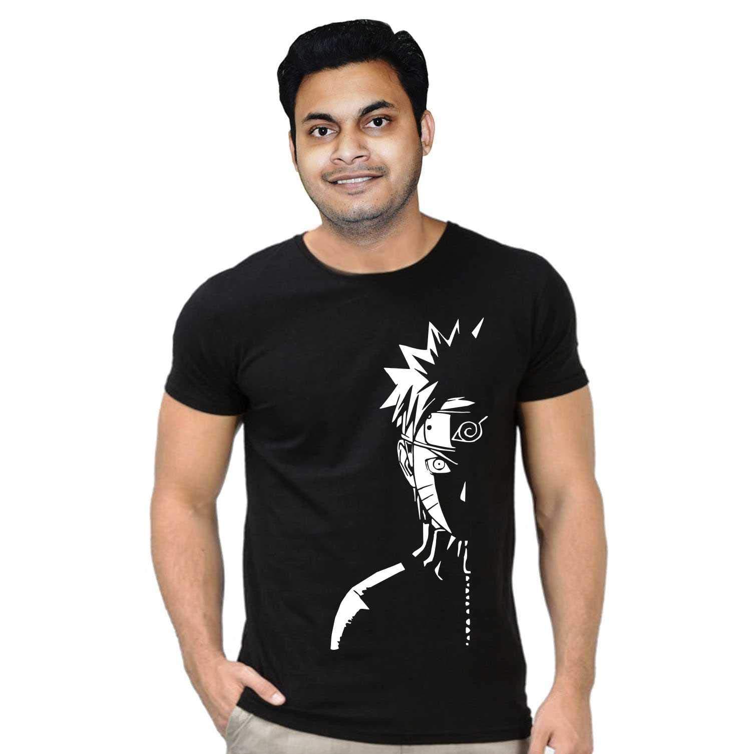 Naruto Half Profile Desing T-shirt, Black