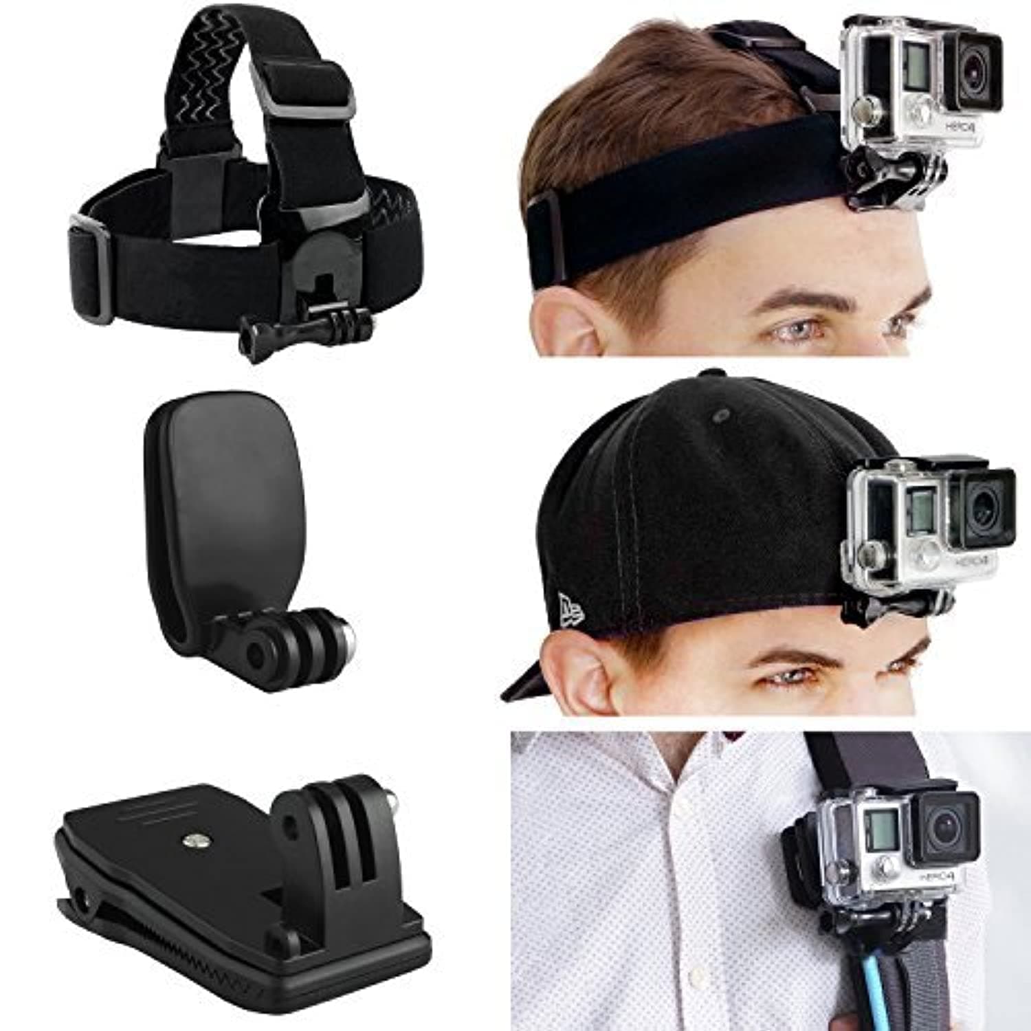 CAMKIX Head & Backpack Mount Bundle Compatible with GoPro Hero 13, 12,11, 10, 9, 8,7, 6, 5, Black, Session, Hero 4, Black, Silver, Hero+ LCD, 3+, 3, DJI Osmo Action